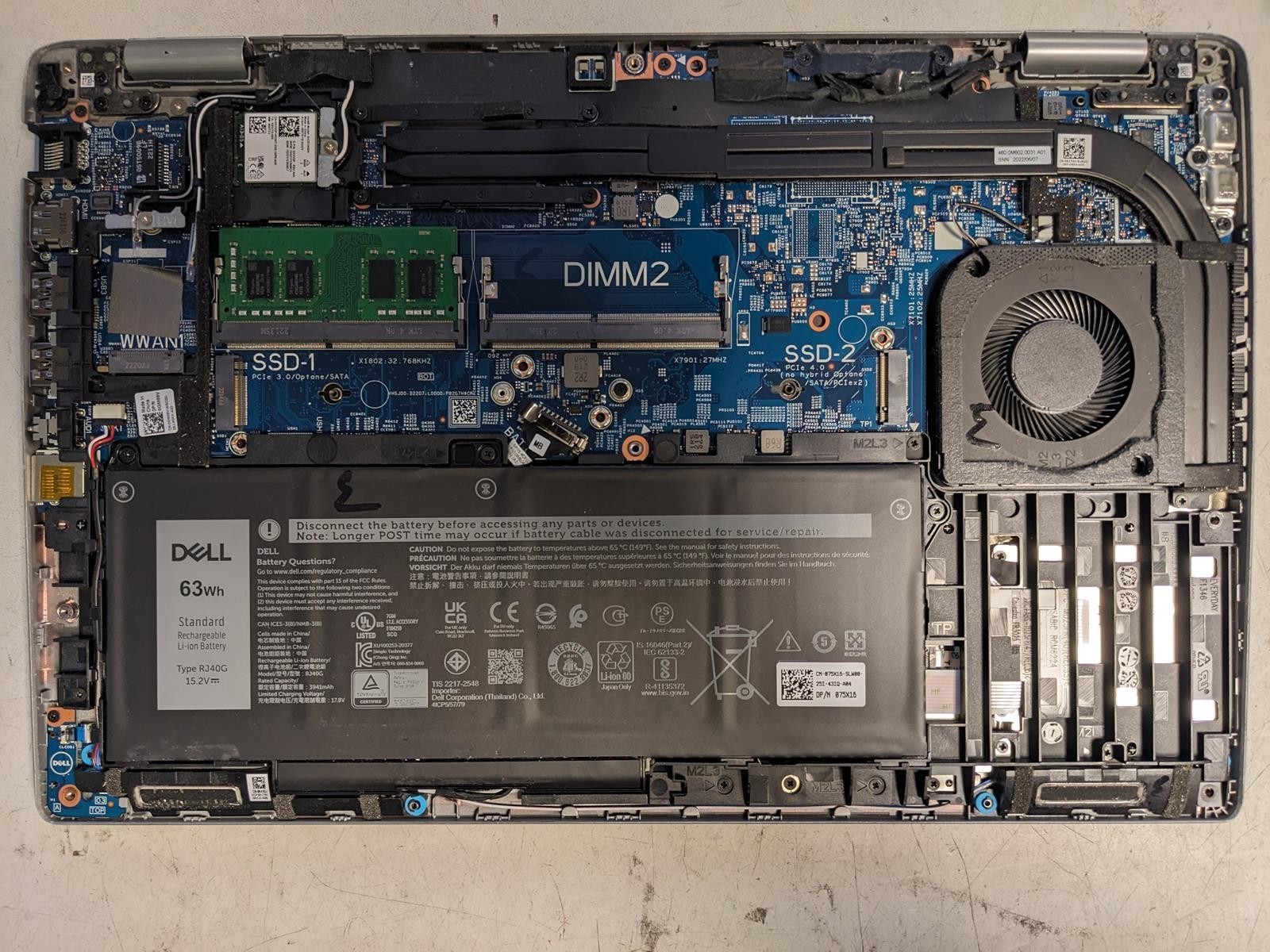 DELL LATITUDE 5520 i5-1145G7 @ 2.60GHz, 8GB RAM, NO HDD/OS – (FOR PARTS)