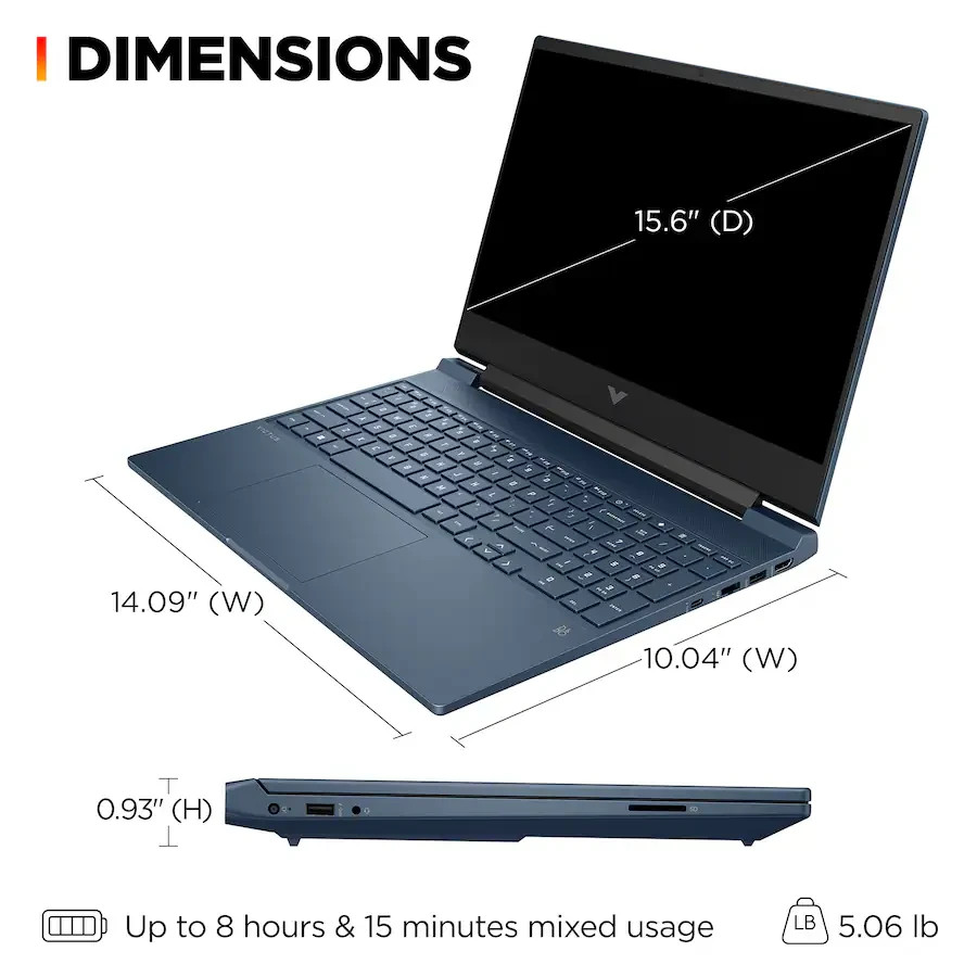 HP Victus 15.6″ FHD 144Hz Intel i5-12450H 32GB RAM 1TB SSD RTX 3050 Win11H Blue