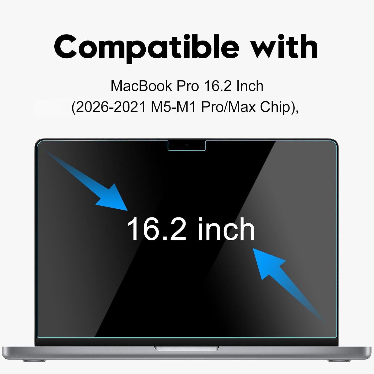 9H Tempered Glass 16″ Screen Protector for 2026 MacBook Pro 16.2 Inch Screen