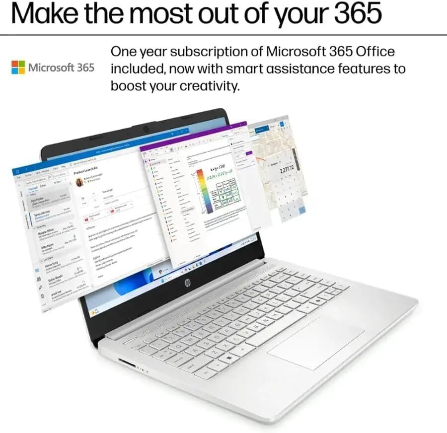 HP 2025 New 14 HD Student Laptop Intel N150 16GB RAM 384GB Storage Wi-Fi 6 Win11