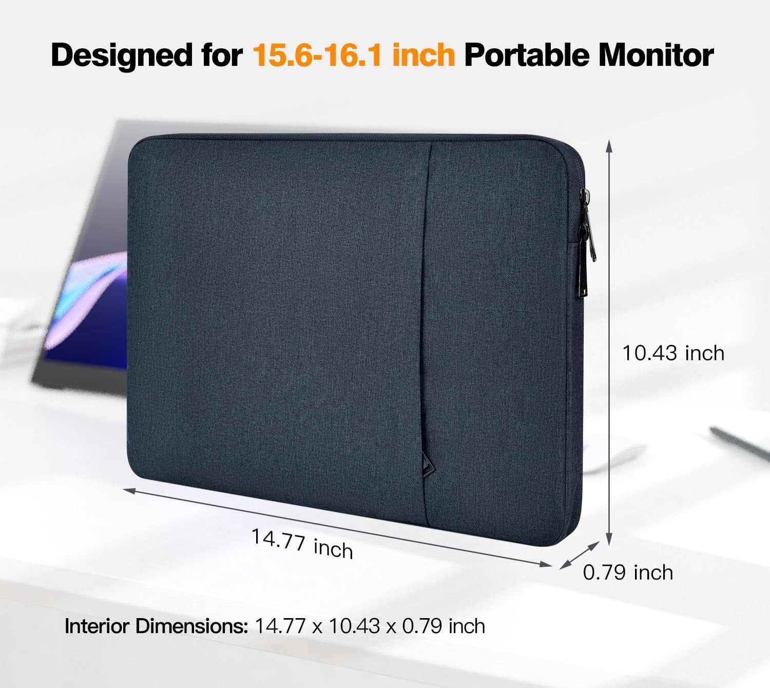 Portable Monitor Sleeve 15.6 16.1 inch, Padded Shockproof Carrying Case Bag