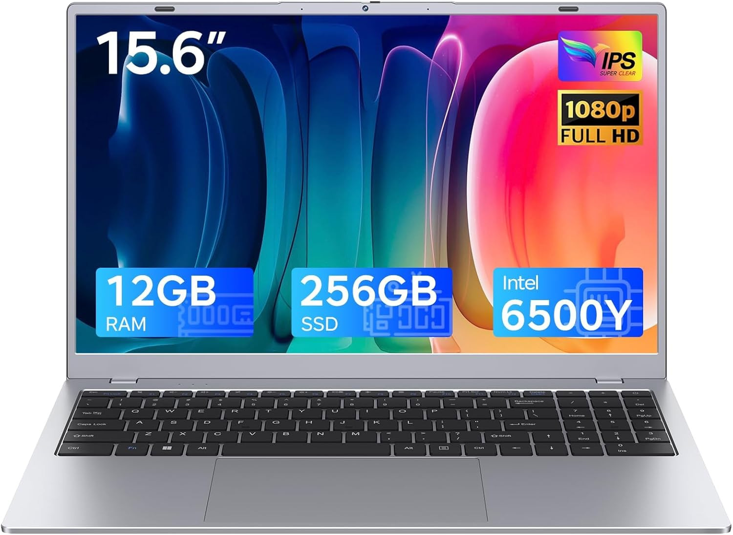 2026 Silver Laptop, Pentium Gold 6500Y Processor(Up to 3.4 Ghz),12Gb RAM 256GB S