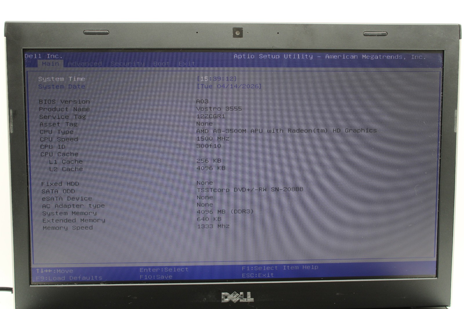 Dell Vostro 3555 _ AMD A8-3500M @ 1.5 _ 4GB RAM _ Radeon HD _ No SSD / OS