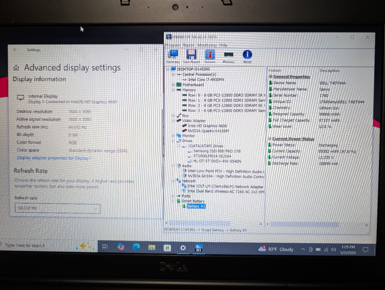 DELL PRECISION M6800 | i7-4930MX 32GB RAM 1TB SSD + 1TB HDD | FHD NVIDIA K4100M