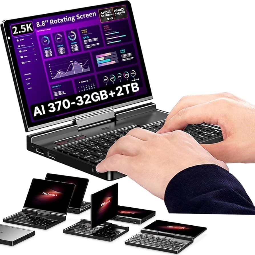 GPD Pocket 4 Mini PC AMD AI 9 HX370 32GB RAM + 2TB SSD USED With 4G LTE MODULE