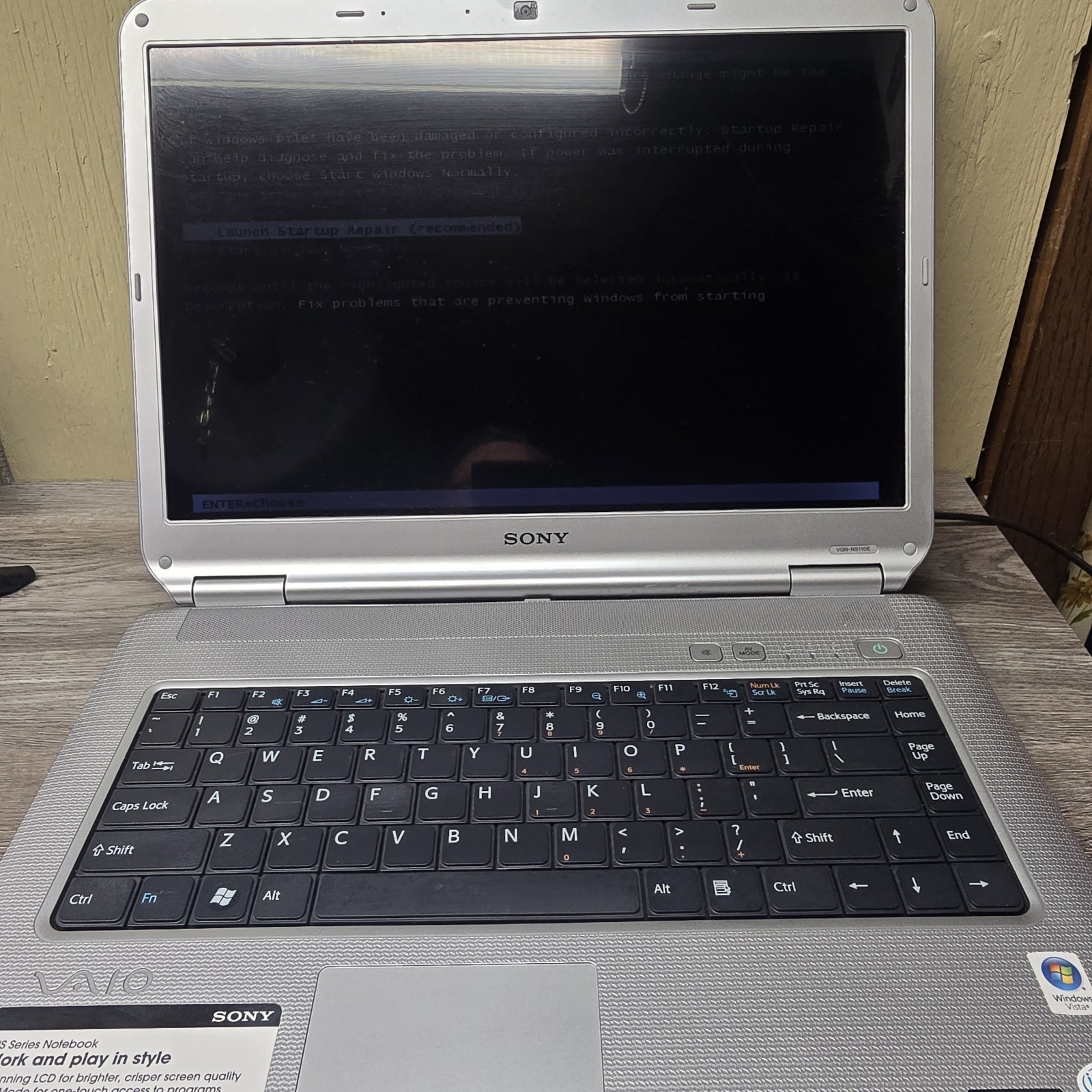 Sony VAIO Notebook PC VGN-NS110E 15.4 AMD Athlon 64 X2 2GB No Charger