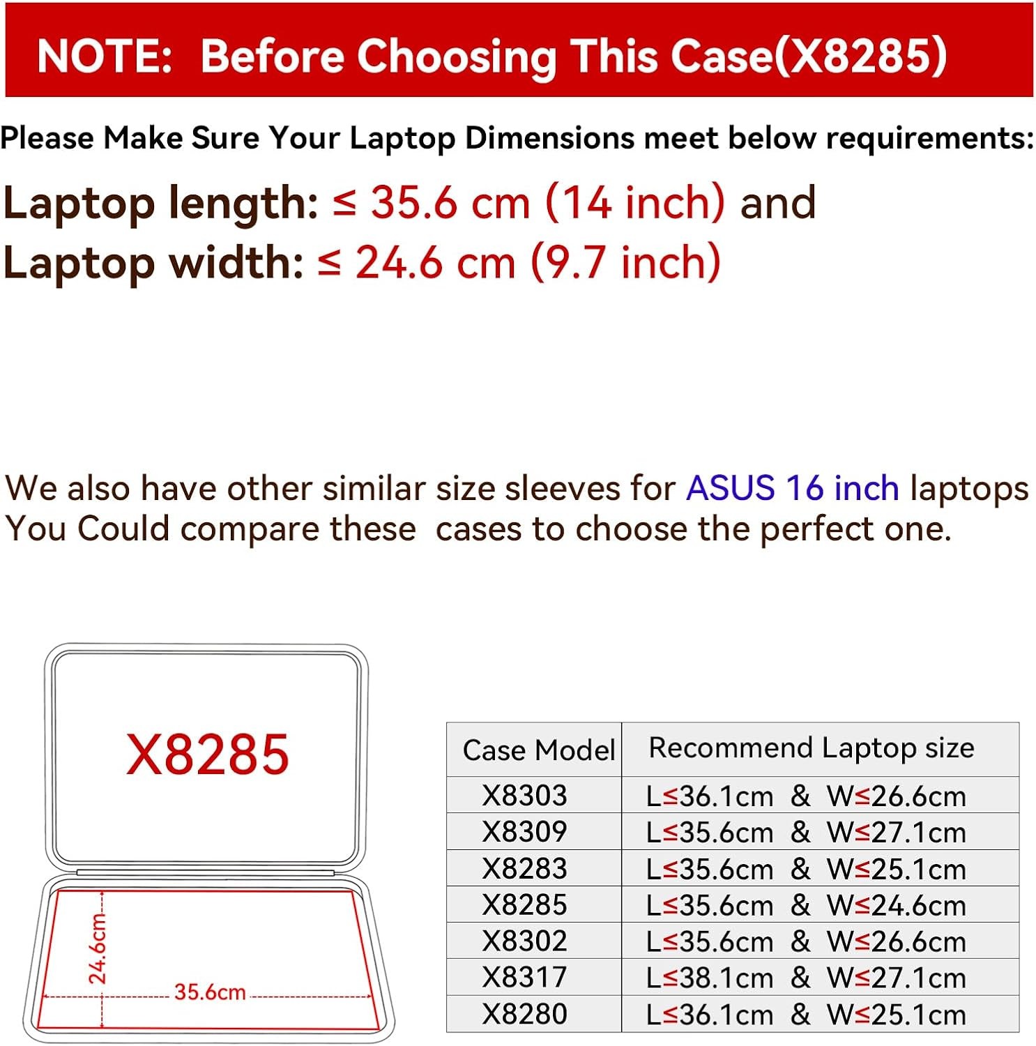 Hard EVA Protective Sleeve Compatible for 16 inch ASUS ROG Flow X16/Vivobook 16,