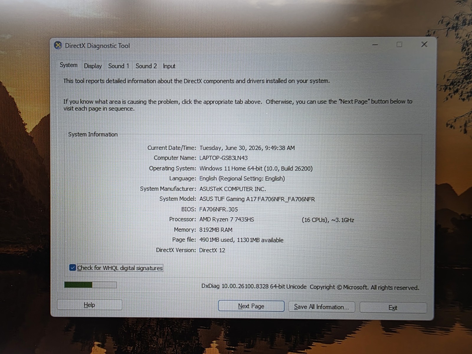 ASUS TUF Gaming A17 (FA706NFR) Ryzen 7 7435HS 8GB 512GB SSD GeForce RTX 2050