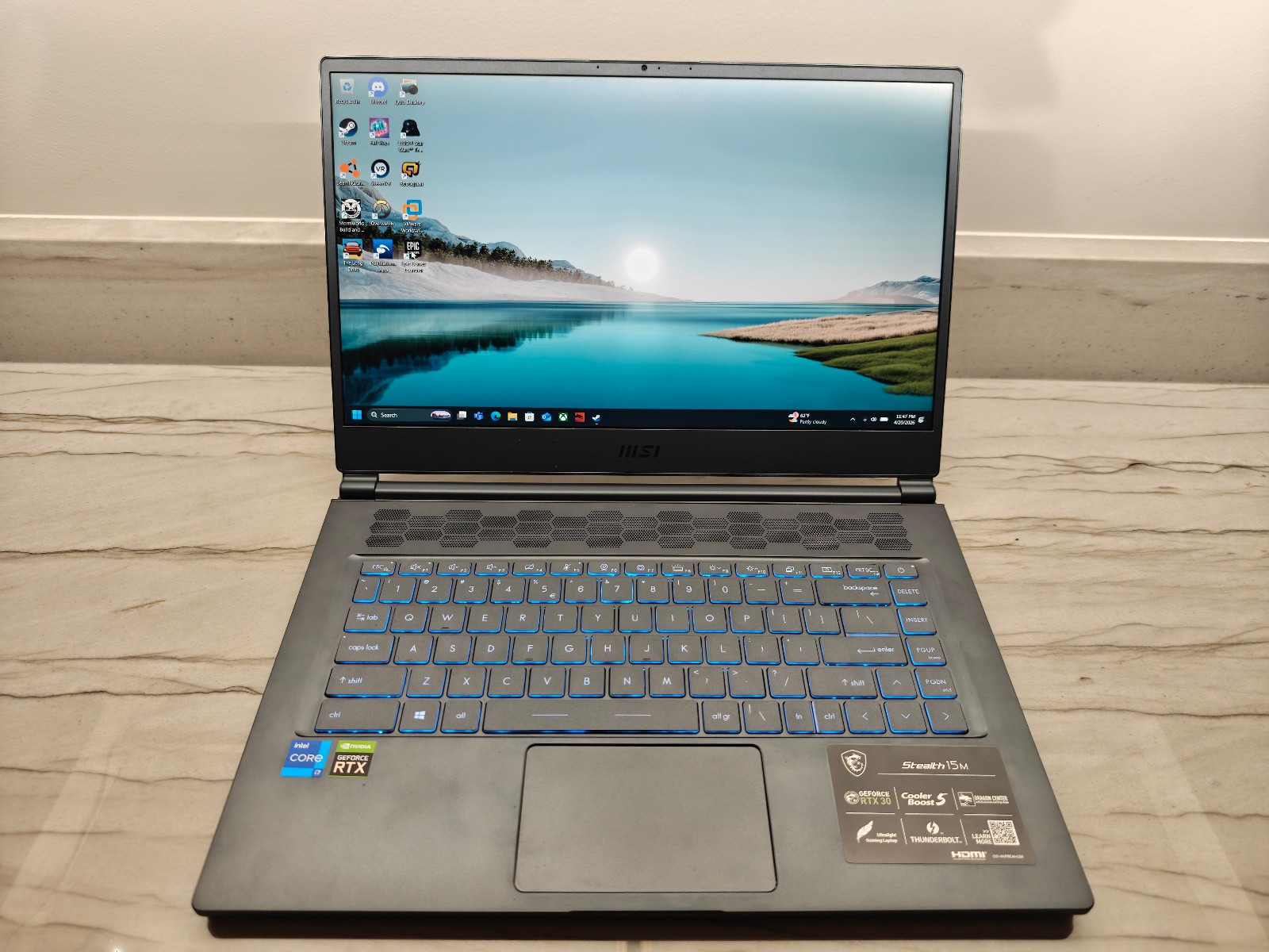 MSI Stealth 15M Gaming Laptop i7‑11375H RTX 3060 32GB 512GB SSD 15.6″ FHD 144Hz