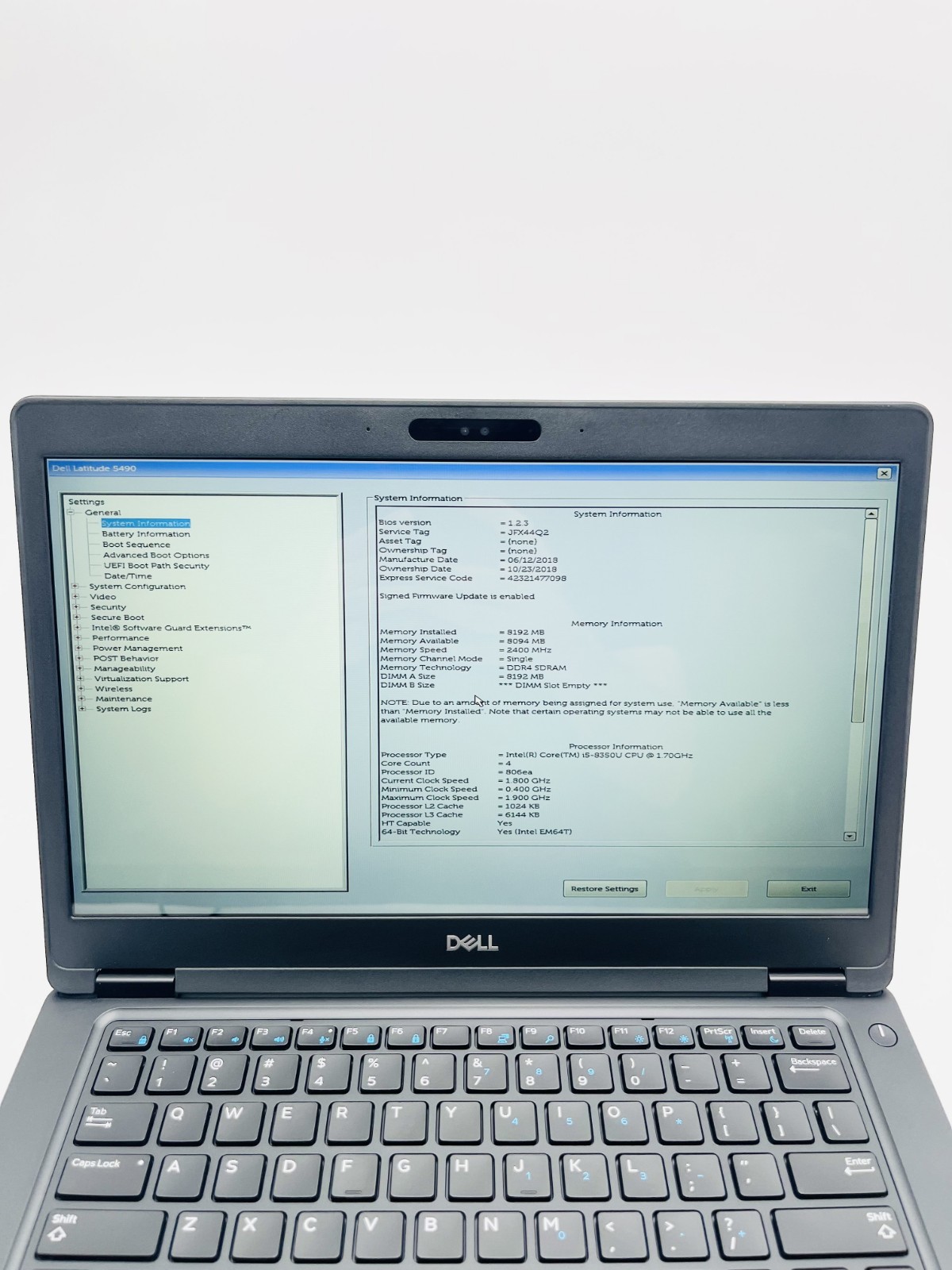 Dell Latitude 5490 Touch i5-8350U 8GB RAM 256GB SSD 14″ Business Laptop
