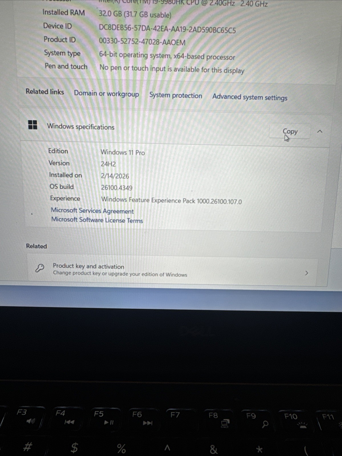 Dell Precision 5540 i9-9th Gen 32GB 512Gb WIN 11 Pro – Check Mousepad – READ