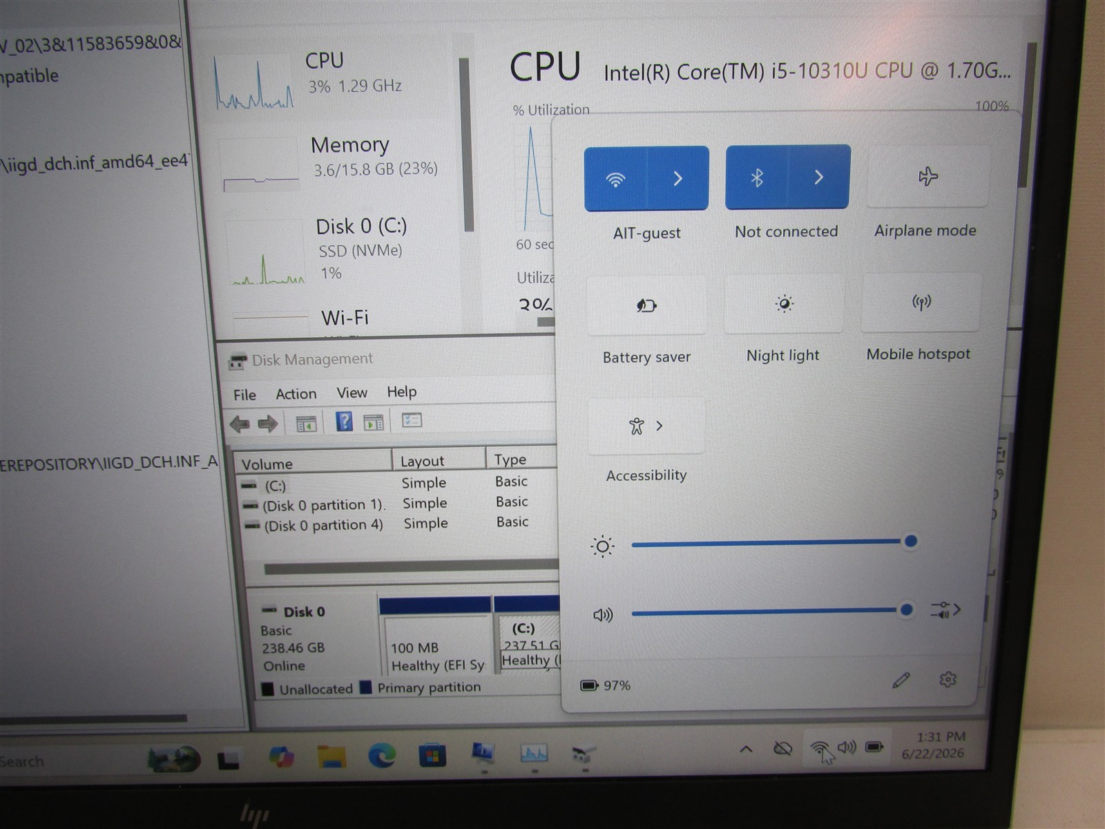 HP Elitebook 840 G7 i5-10310U 1.7GHz 16GB RAM 256GB NVME 14″ Win11 Pro Touch DMG