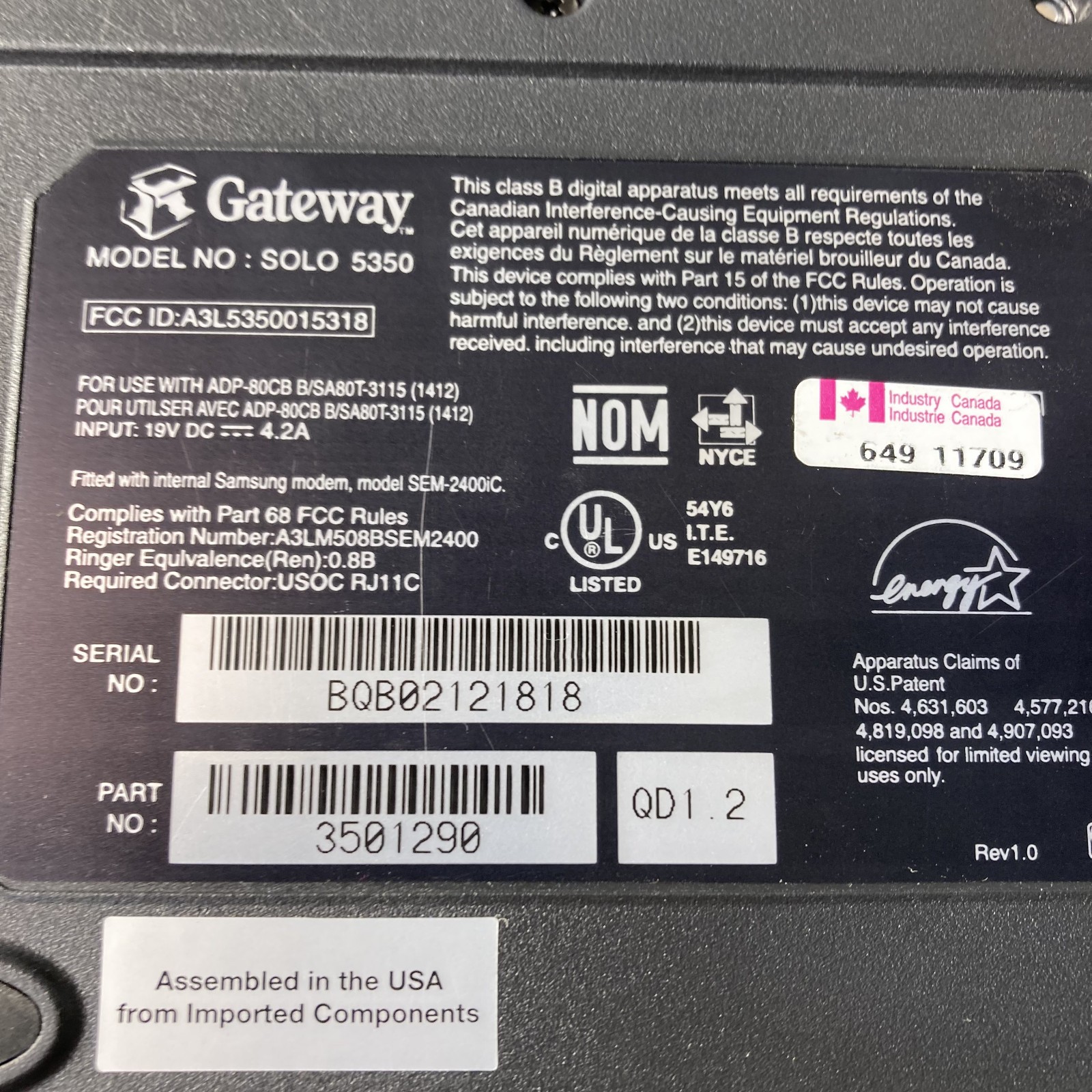 Gateway Solo 5300 Retro Gaming Pentium III-Mobile 1.13GHz 256MB RAM 40GB HDD
