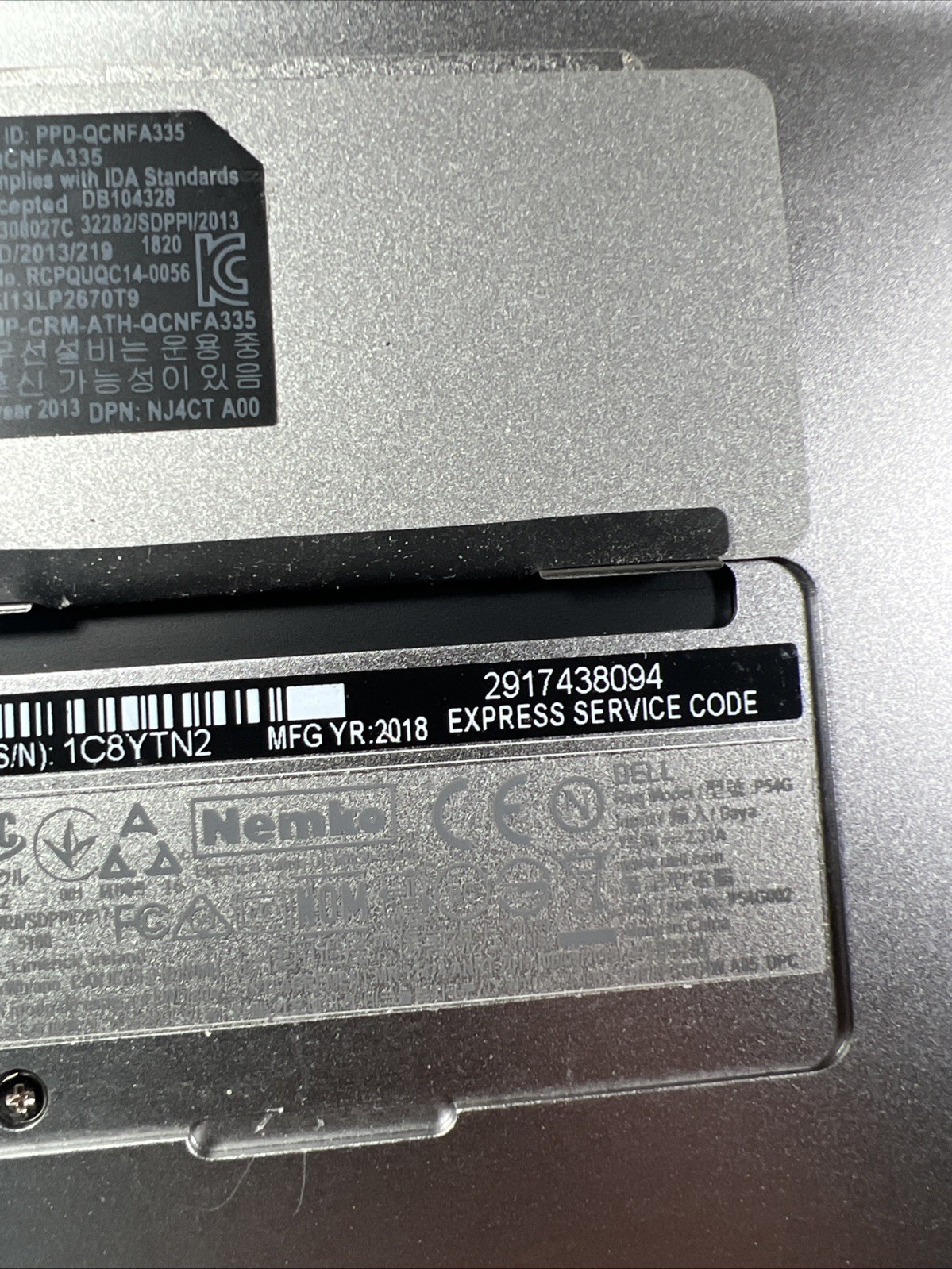 DELL XPS 13 9360 INTEL CORE I5-7300U 2.60GHZ 8GB RAM **NO HD/ NO CADDIE/ NO OS/