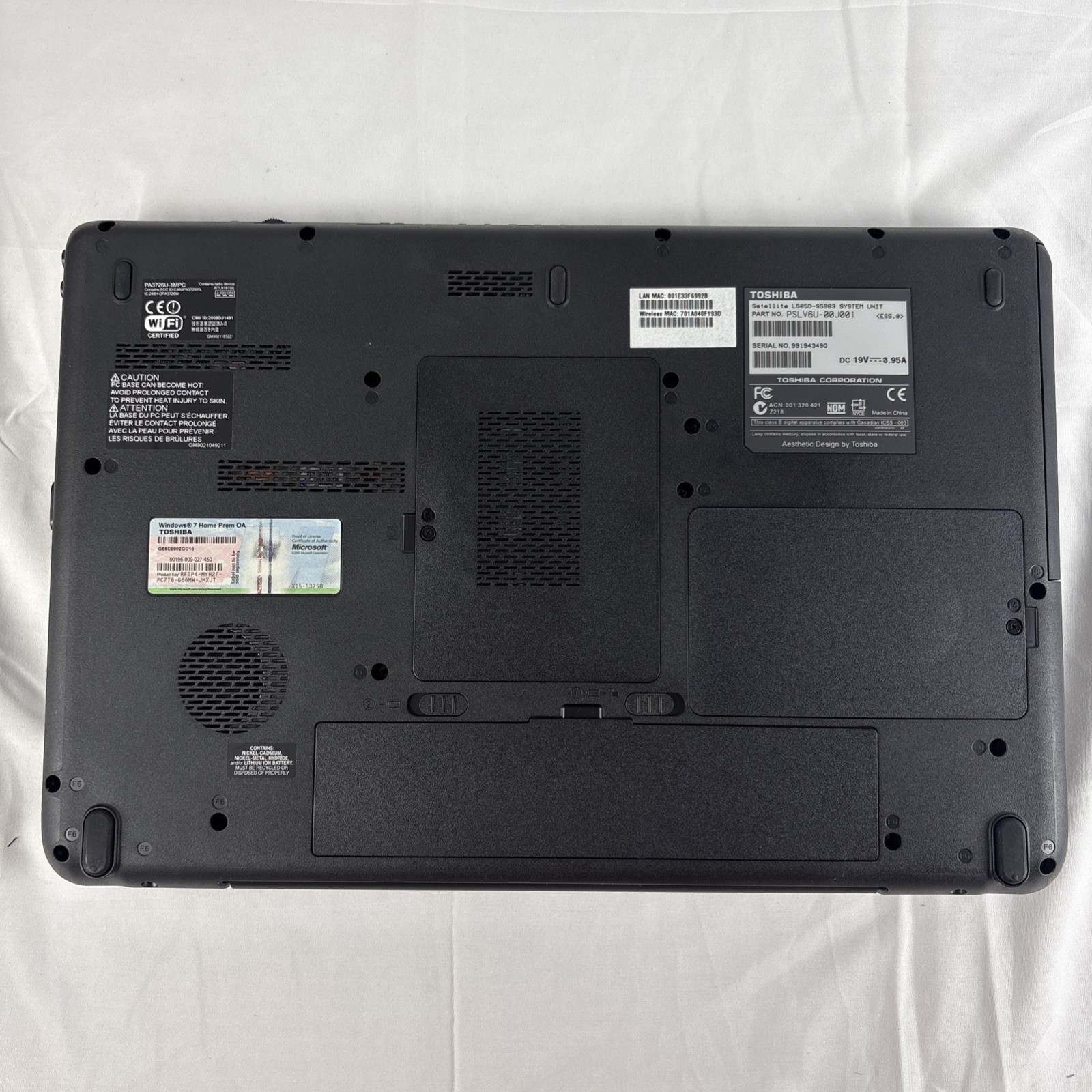 Toshiba Satellite L505D-S5983 Windows 7 AMD II 3GB DDR2 15.6” 320GB New Tested