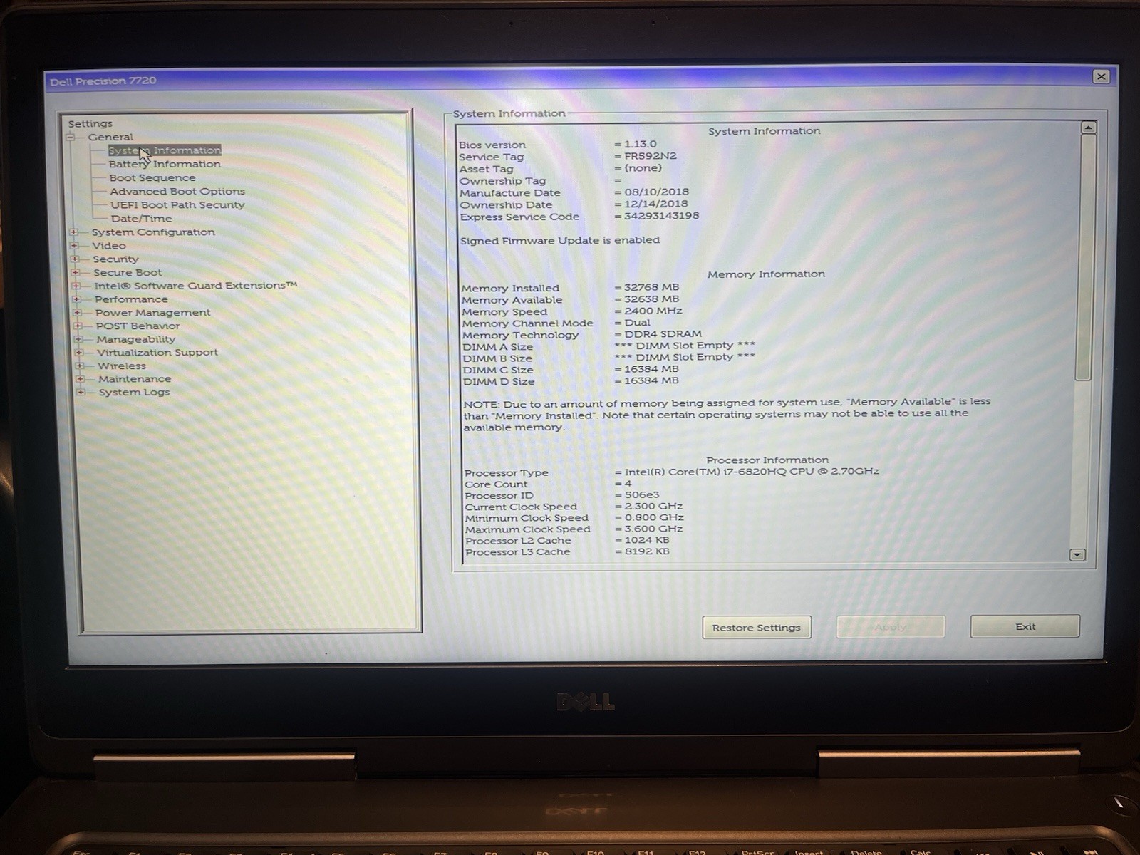 Dell Precision 7720 17.3″ FHD i7-6820HQ | P3000 | *No RAM/SSD/OS/Batt* | *READ*