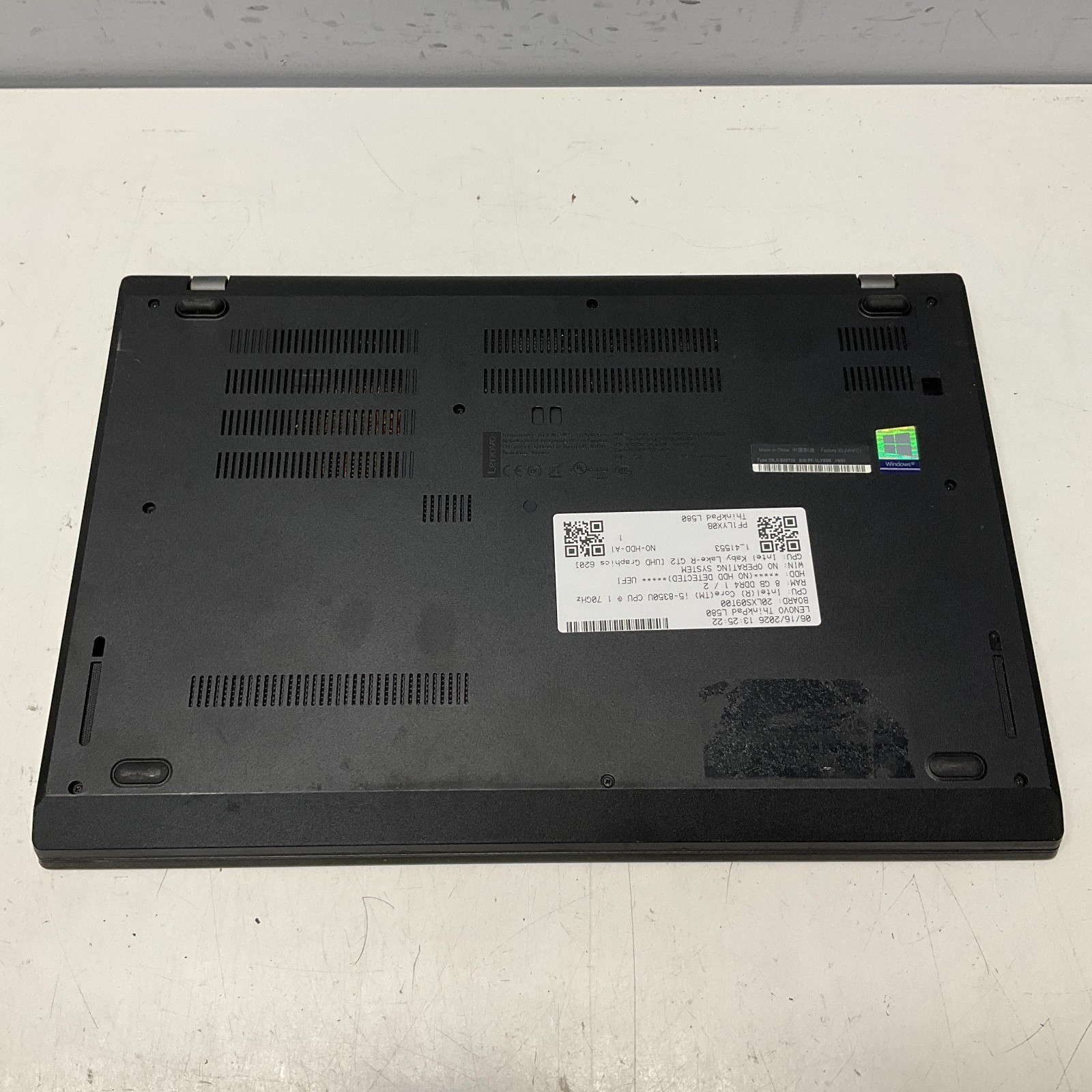 Lenovo ThinkPad L580 15.6″ Laptop Intel Core i5-8350U 1.70GHz 8GB RAM NO HDD OS