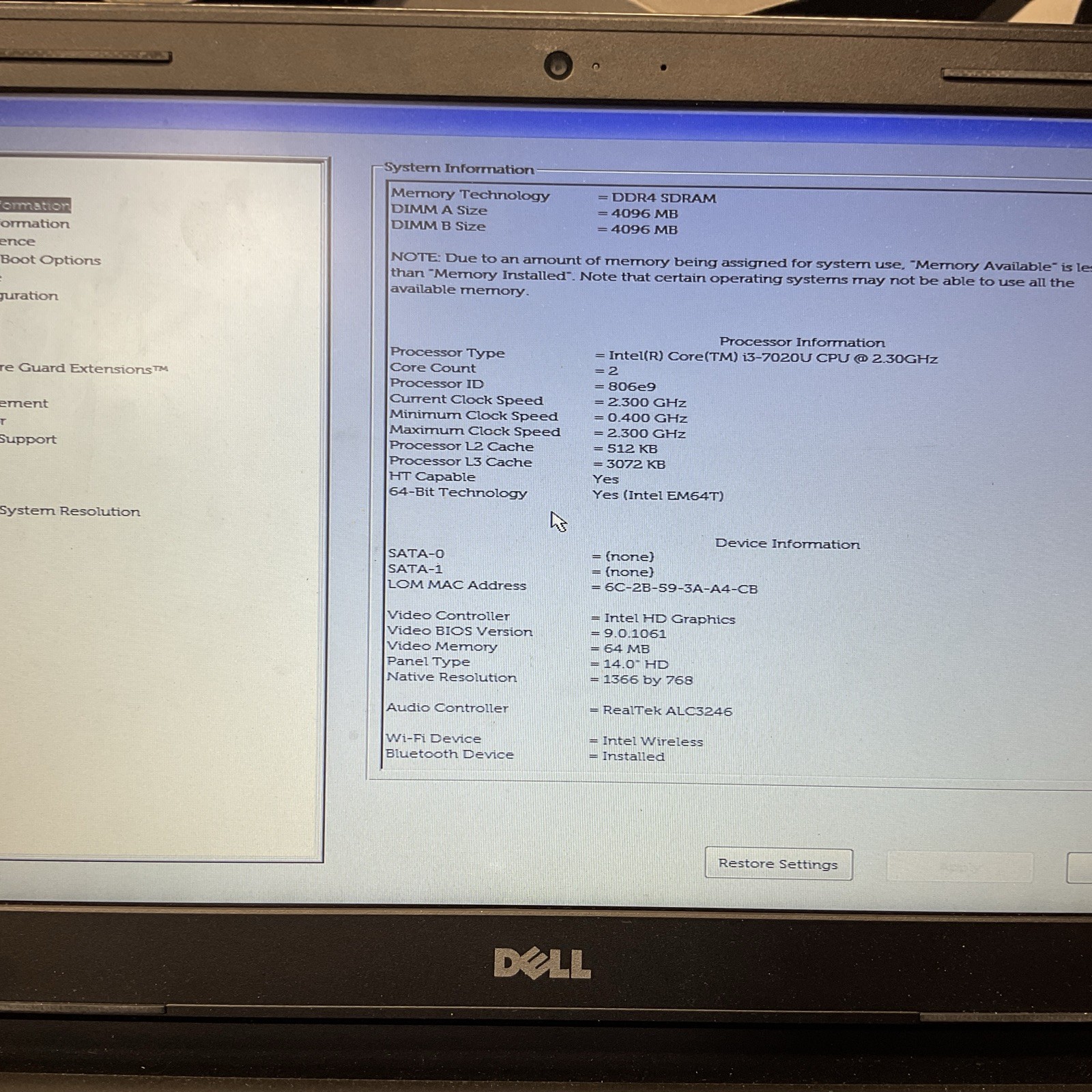 Lot of 2 Dell Vostro 14 / i3 7th Gen / BIOS Unlocked / No RAM / No SSD / C10