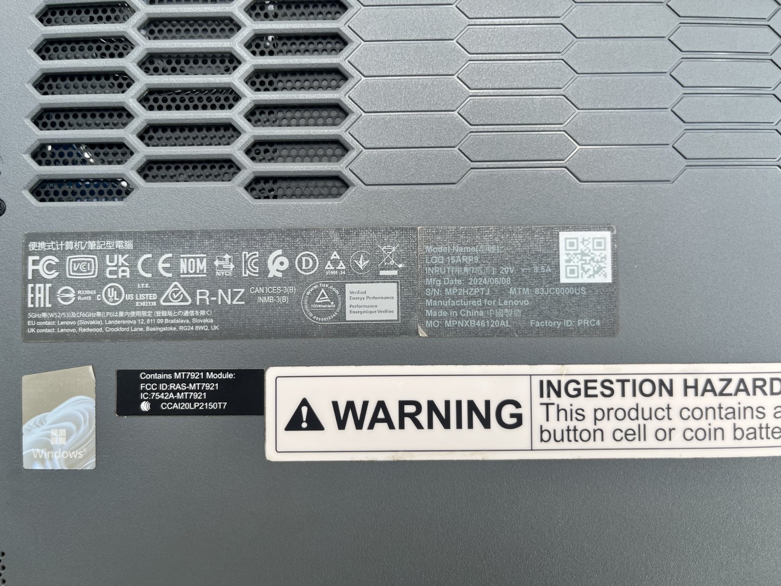 Lenovo LOQ 15ARP9 15.6″ Ryzen 7 7435HS GeForce/RTX 4060/16GB RAM/1TB NVMe SSD