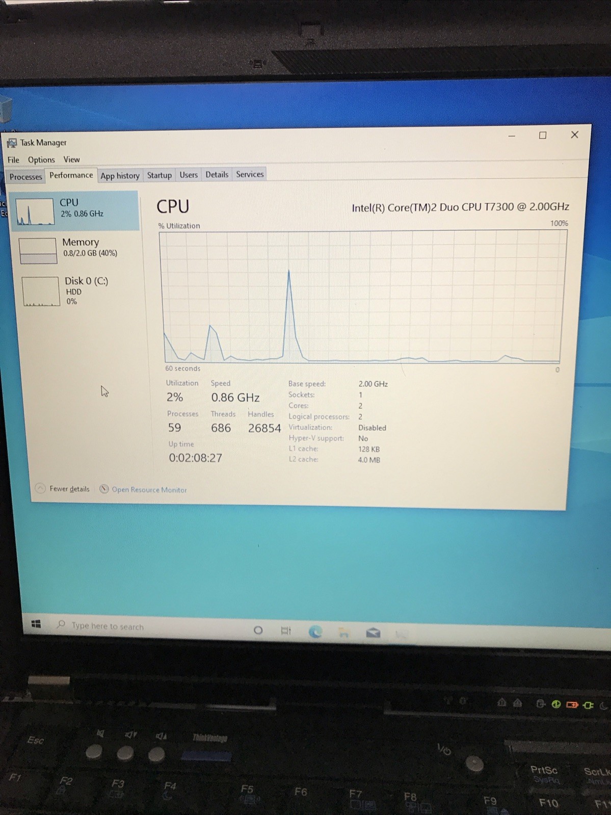 Lenovo Thinkpad T61 Laptop Computer – Weak Battery