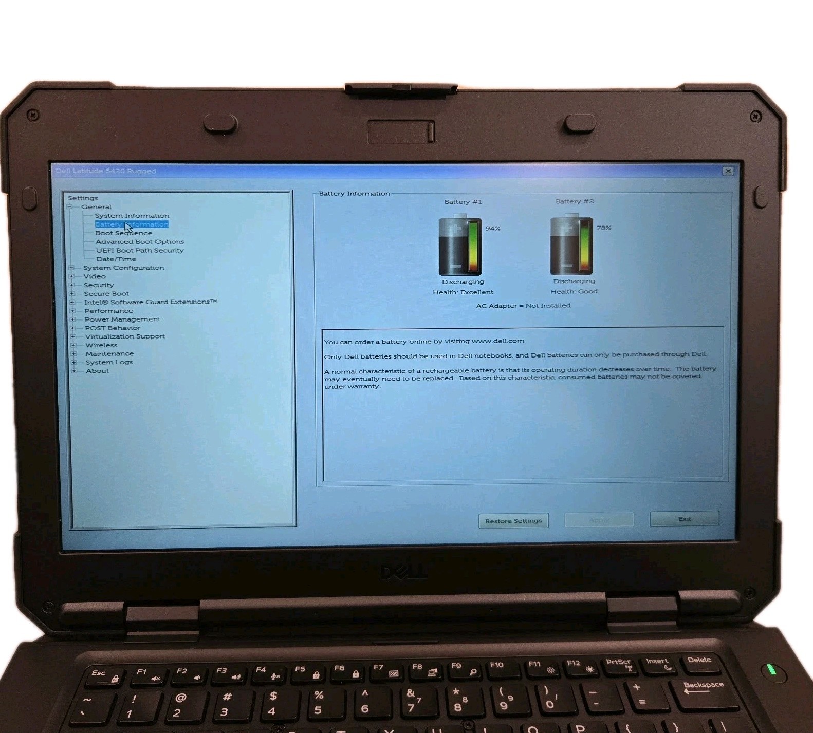 Dell Latitude 5420 Rugged 14″ Core i5-8350U 1.70GHZ 16GB RAM 2 Batteries NO SSD