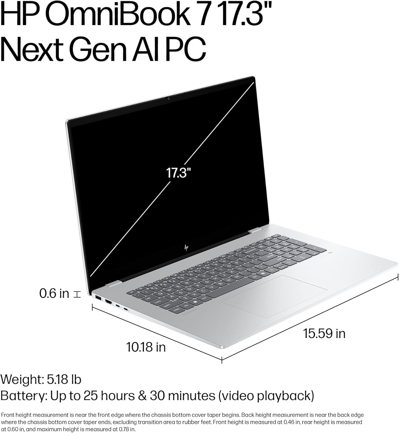 HP OmniBook 7- Copilot+ PC – 17.3″ FHD Touch,Ultra 7 256V,16GB, 1TB SSD,Win 11 H