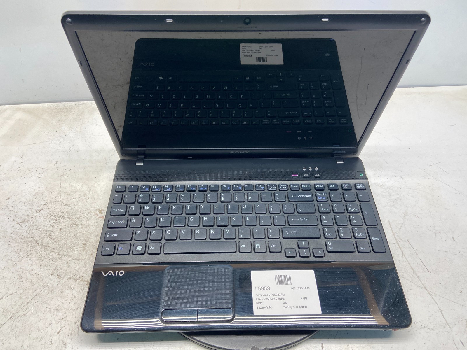 Sony Vaio VPCEB23FM Intel i3-350M 2.26GHz 4 GB NO HDD