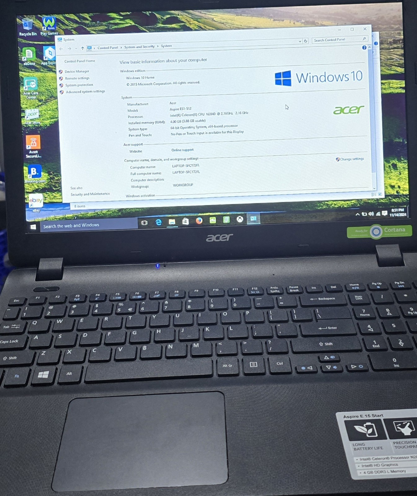 Acer Aspire E 15 Start (ES1-512-C1PW) 15.6″ Intel Celeron Processor Windows 10.