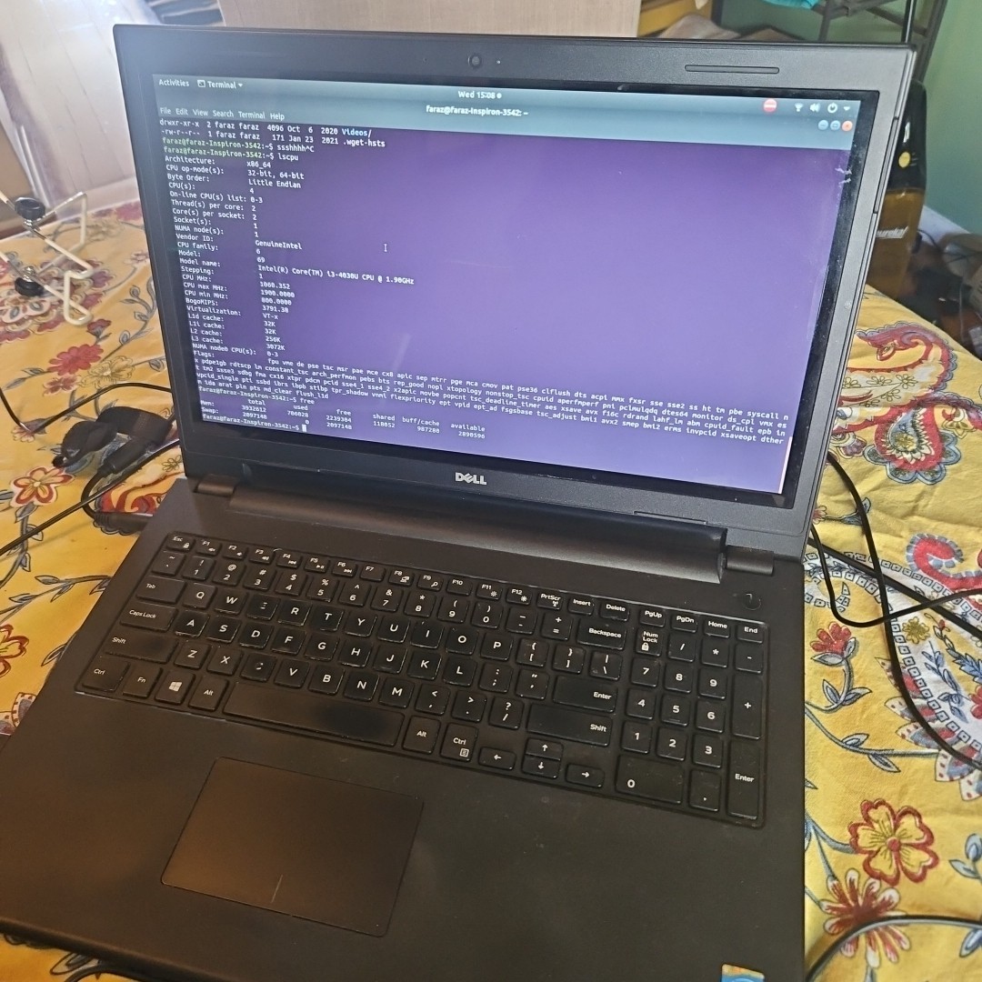 Dell Inspiron 3542 Core i3 1.9GHz 4GB RAM 15.6″ – Boots to Ubuntu 18