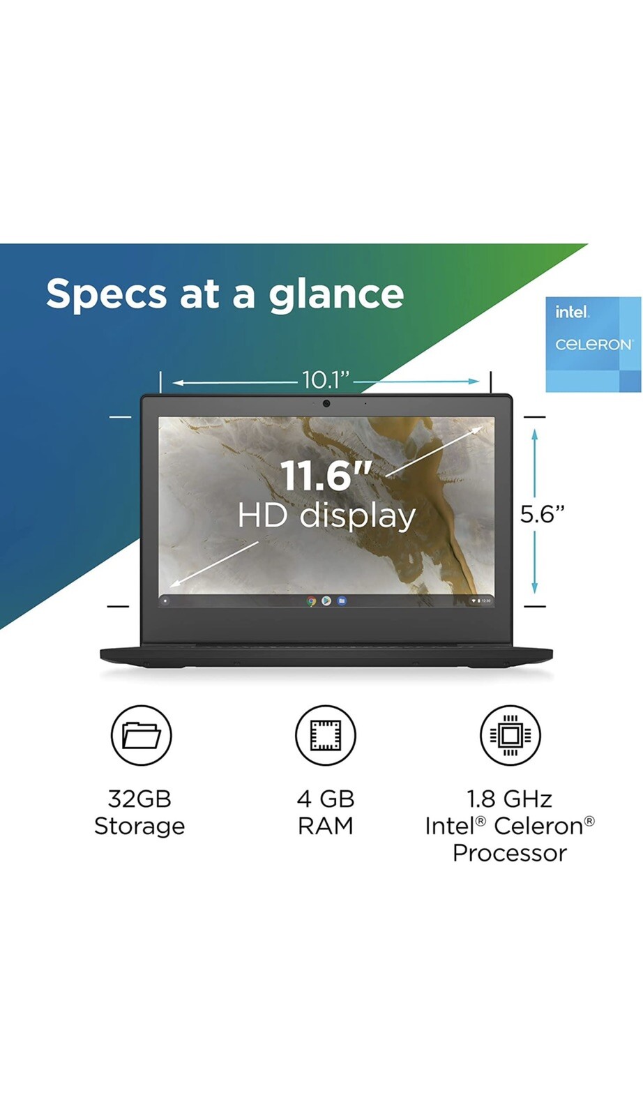 Lenovo IdeaPad 3 CB 11AST5 11.6″ (32GB eMMC, AMD A6-9220C, 1.80 GHz, 4GB RAM)…