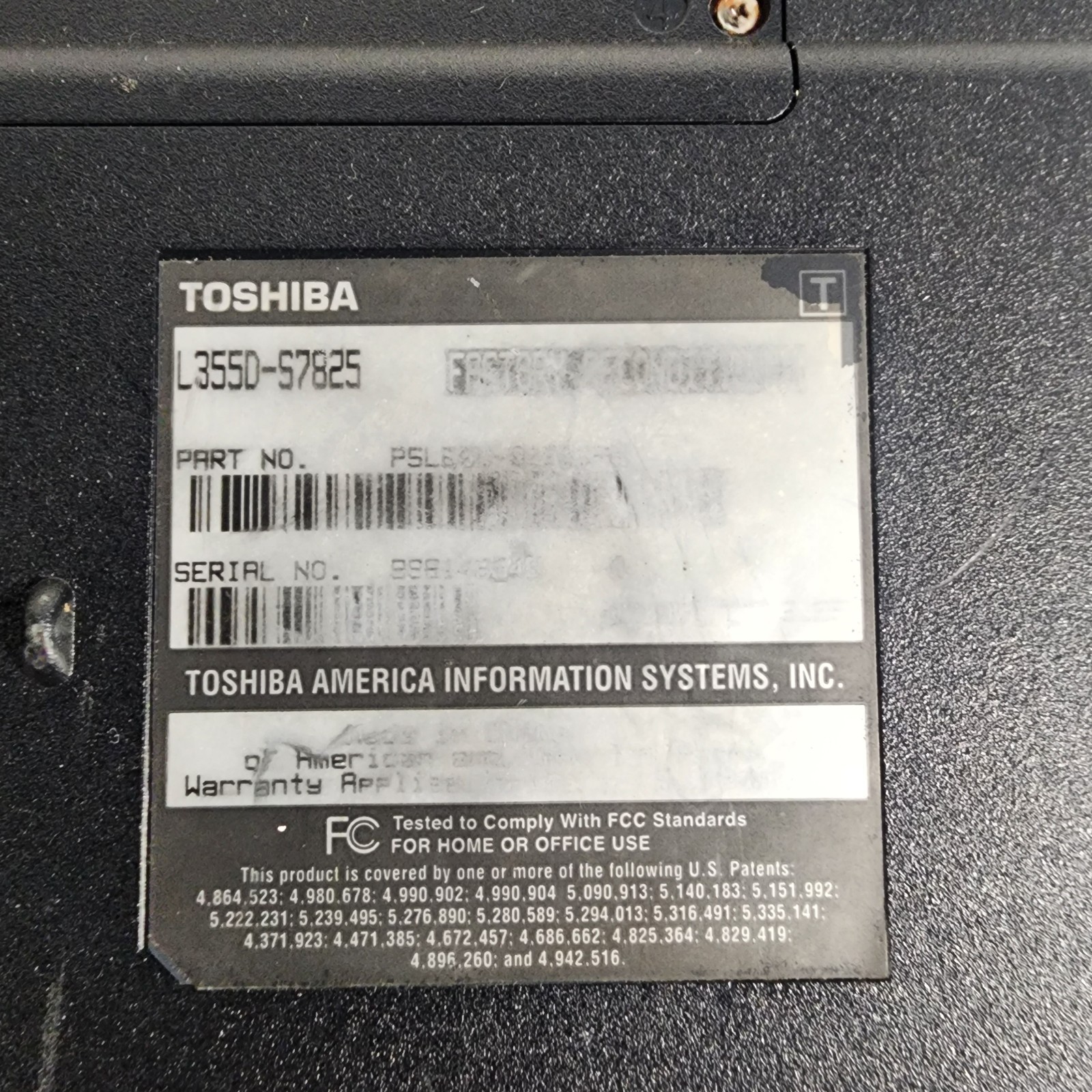 Toshiba Satellite L305-S5955 Intel Celeron CPU 900 2.20GHz Untested No Ac Adapt
