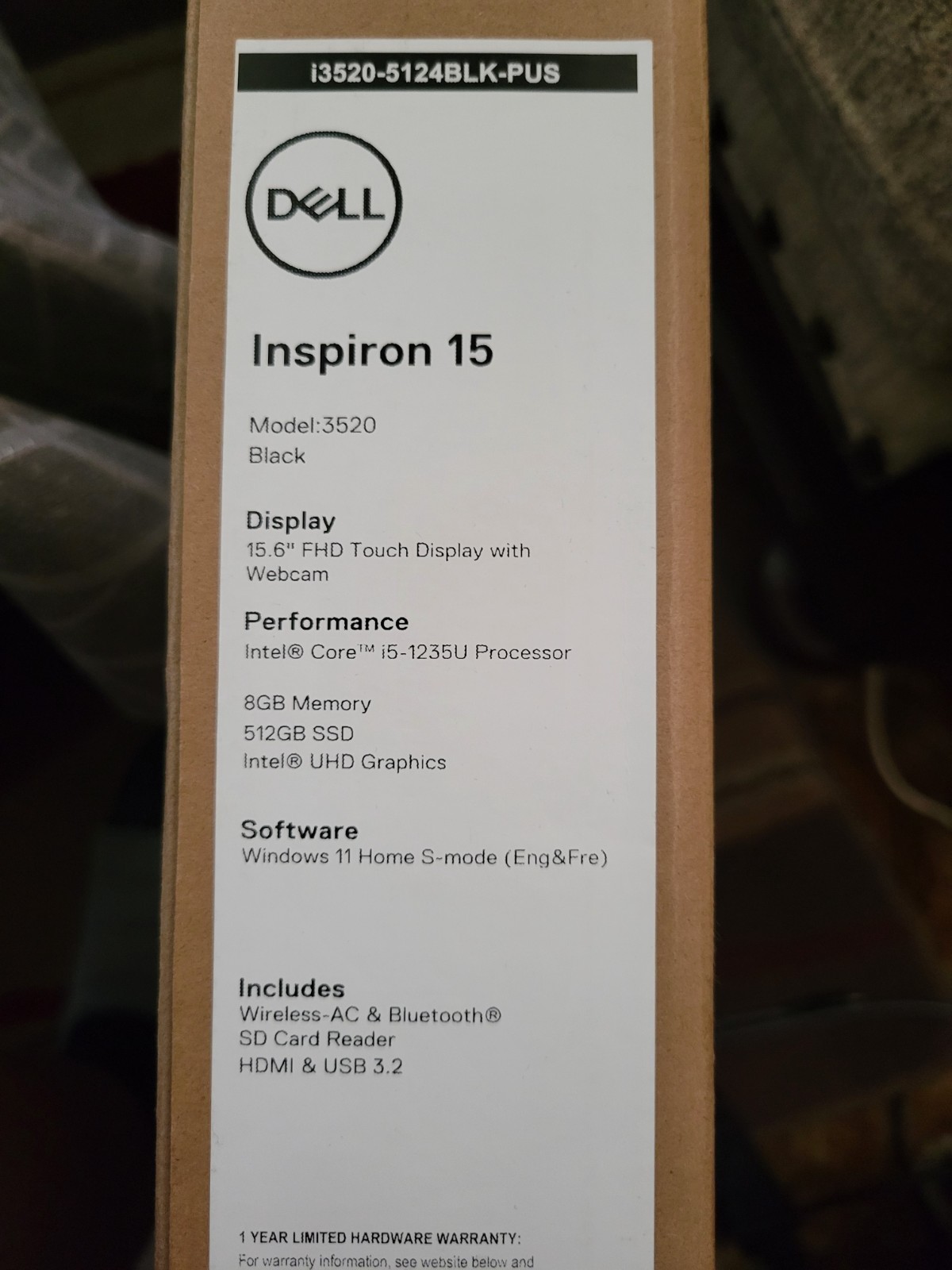 Dell Inspiron 15 15.6″ Touchscreen Laptop Intel Core i5-1235U 8GB 512GB SSD