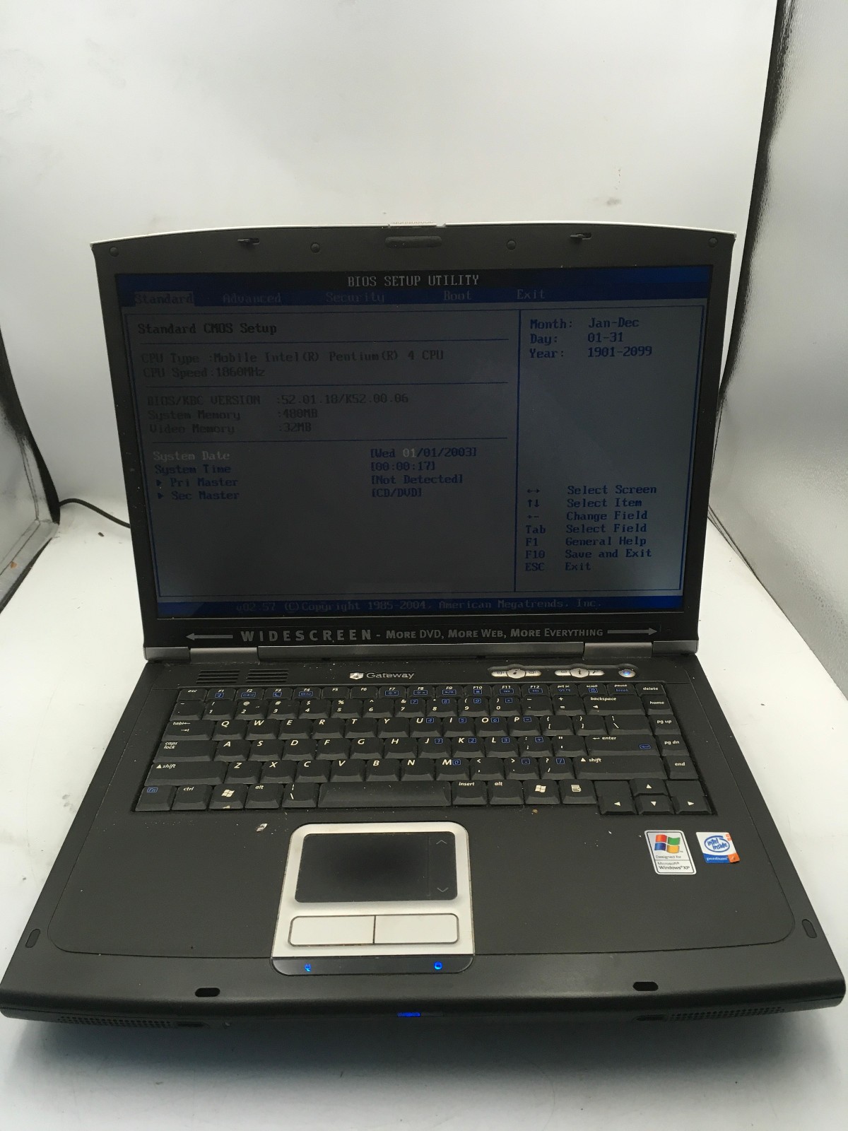 GATEWAY 7330 – BOOTS TO BIOS – INTEL PENTIUM 4 – 480MB RAM -READ DESCRIPTION- BB