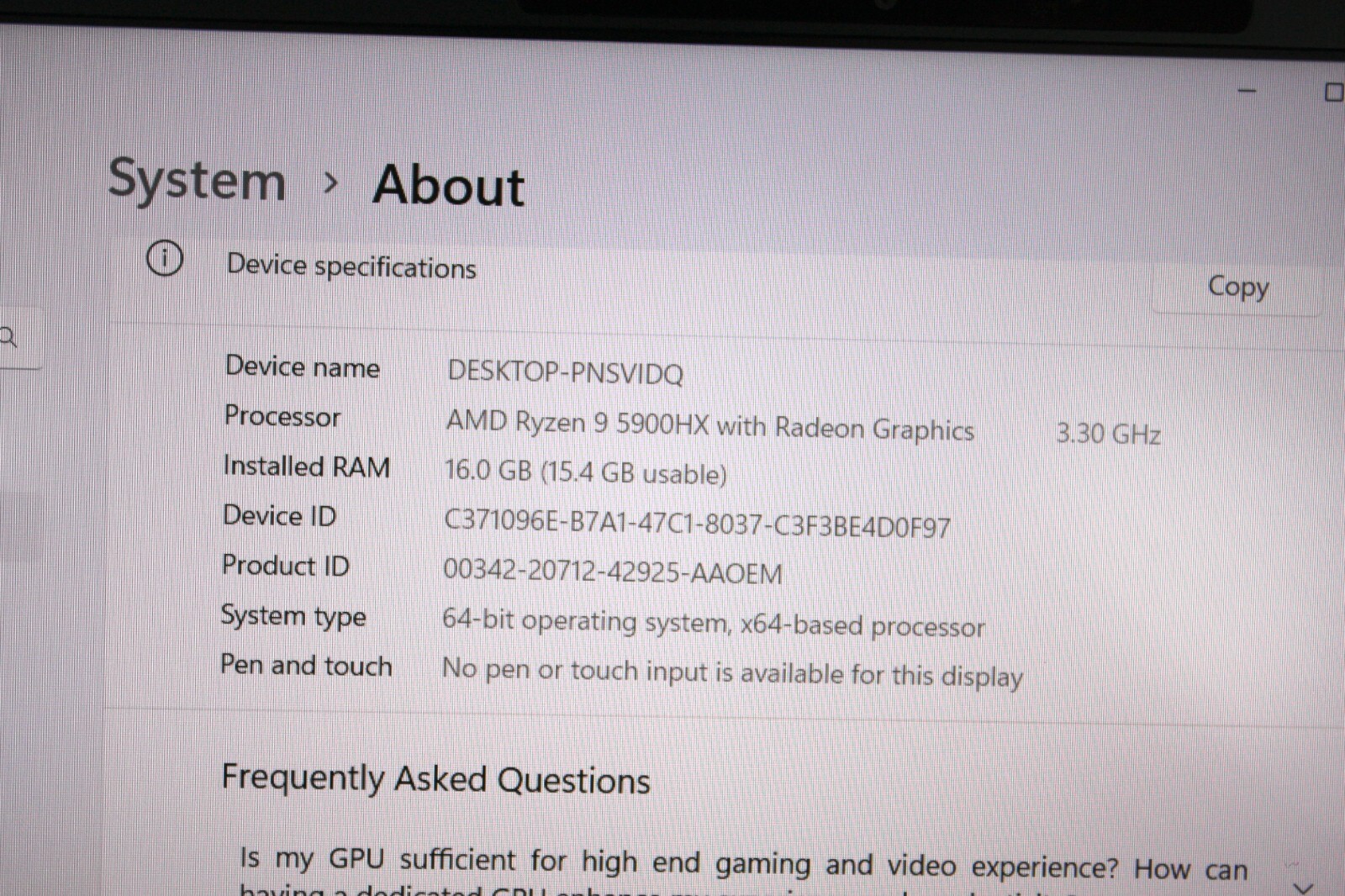 Alienware M15 Ryzen Edition R5 1TB SSD/16GB AMD Ryzen 9 Nvidia Geforce RTX3070