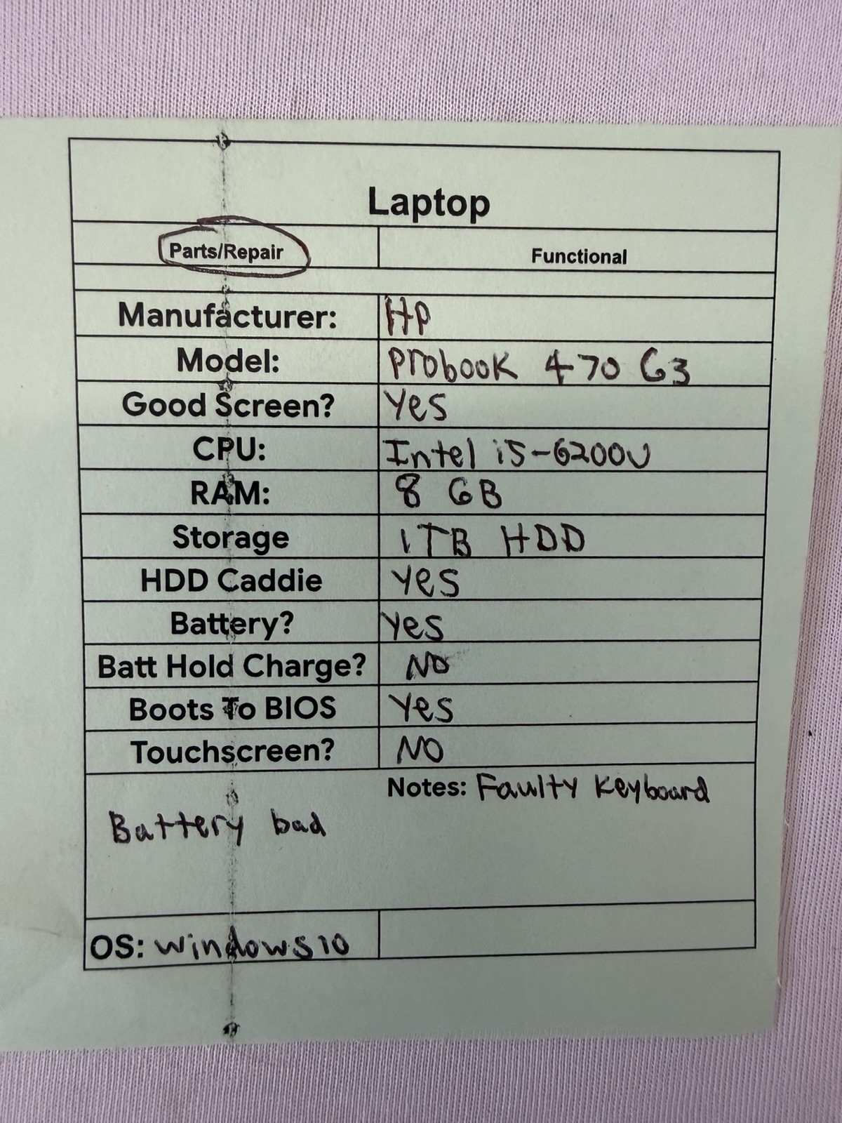 HP Probook 470 G3 Laptop – Good Screen – Intel i5-6200U – RAM 8 GB – Read Des