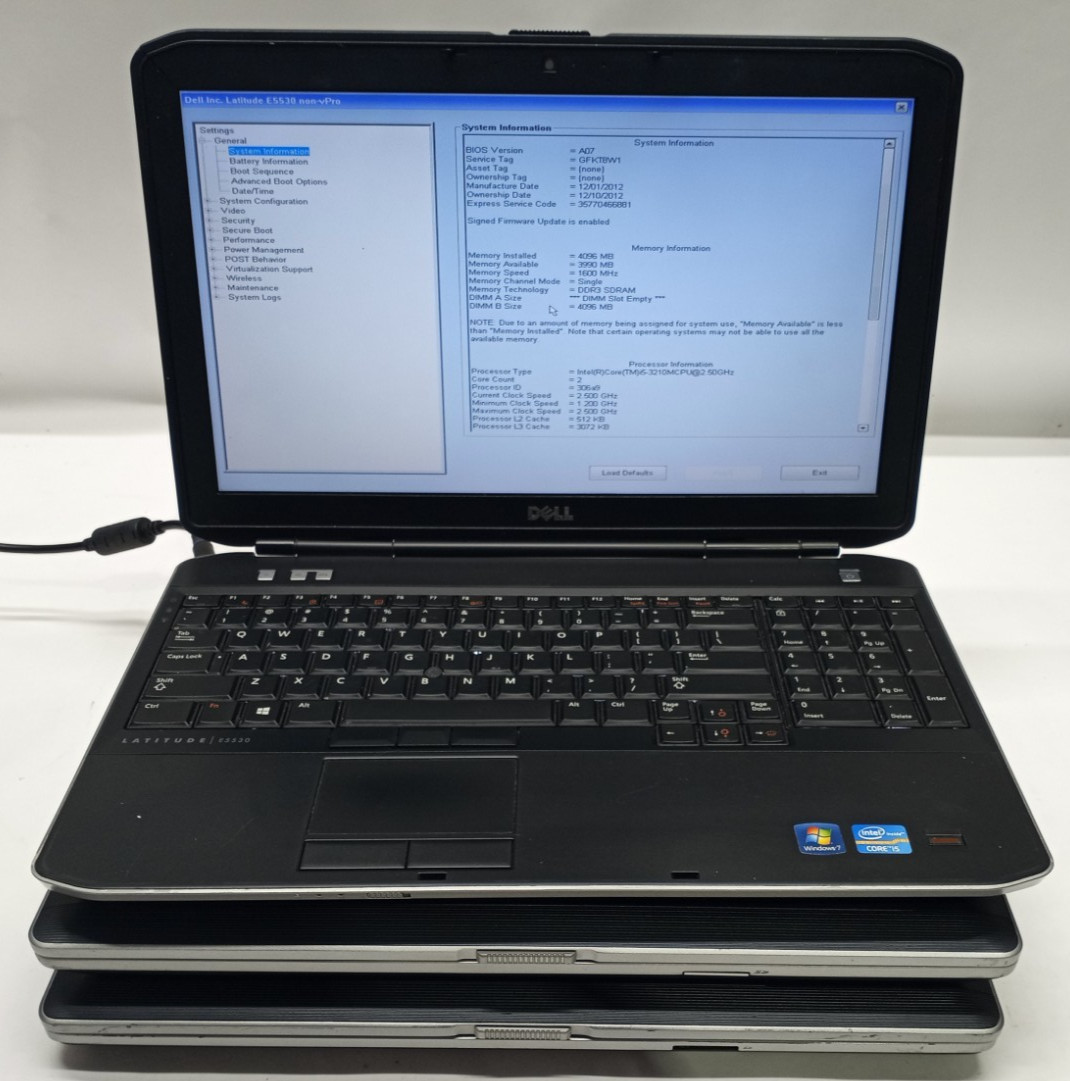 Lot(3) Dell Lat. E5530/E6520/E6530 i5&i7-2nd&3rd Gens 4GB RAM No HDD/Batt MC397*