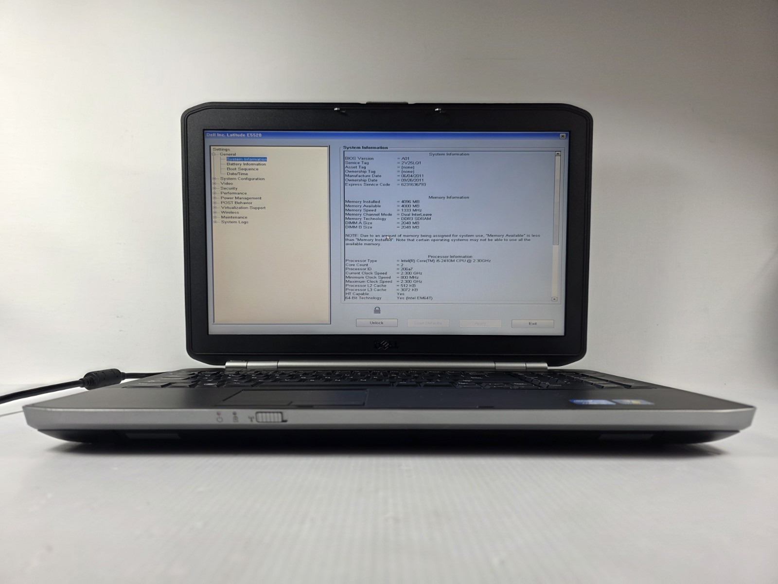 DELL LATITUDE E5520 Laptop INTEL I5- 2410M – 4GB RAM 250 HDD Read