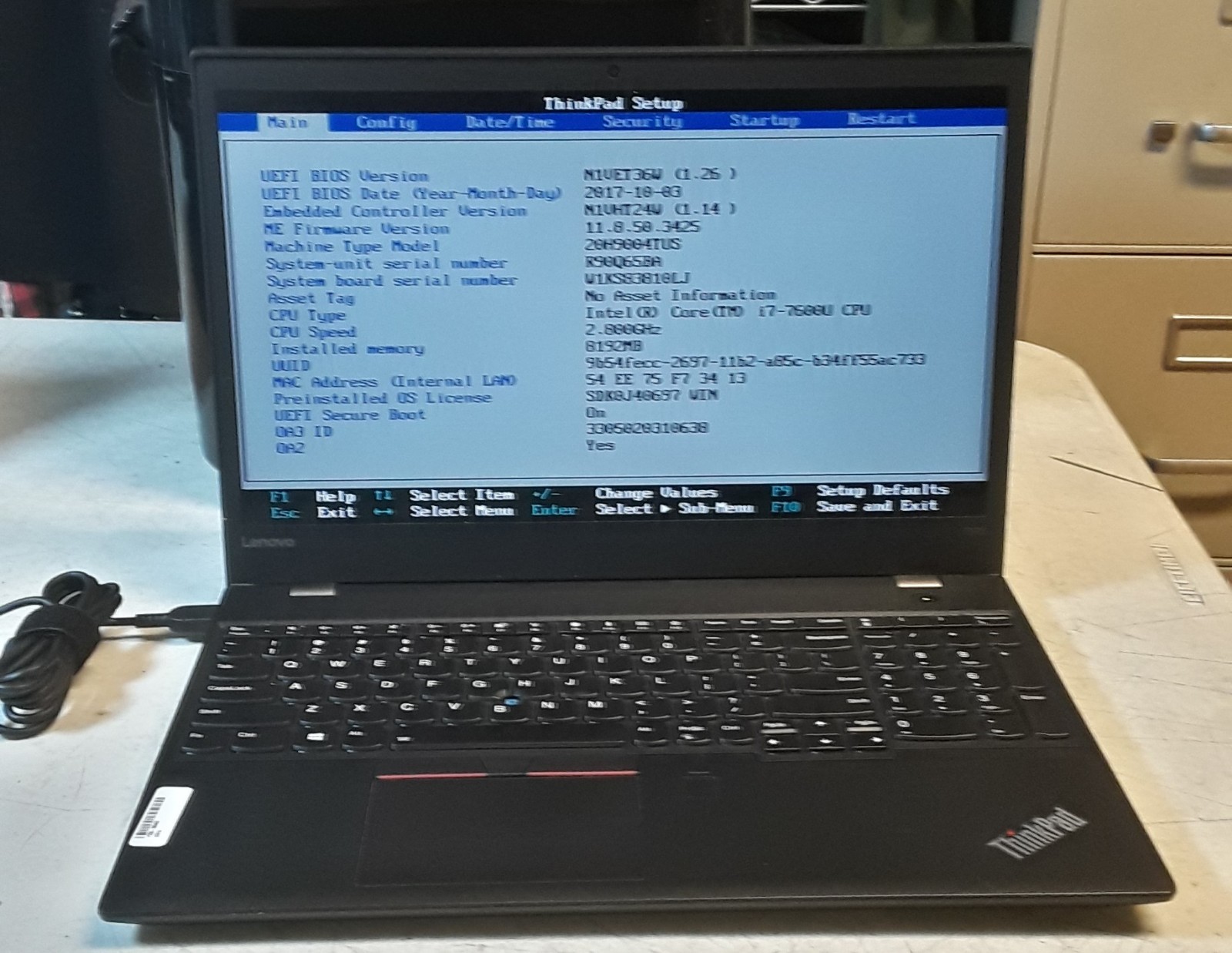 Lenovo ThinkPad T570 i7 8GB No Hard Drive for Parts