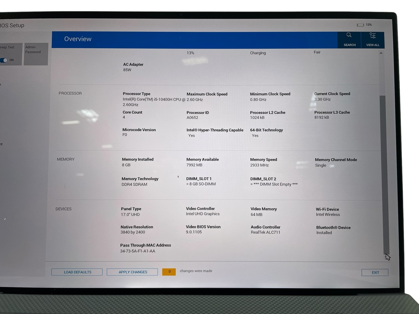 Dell Precision 5750 15″ – i5 2.6GHz – 8GB RAM – 256GB SSD – Grade D