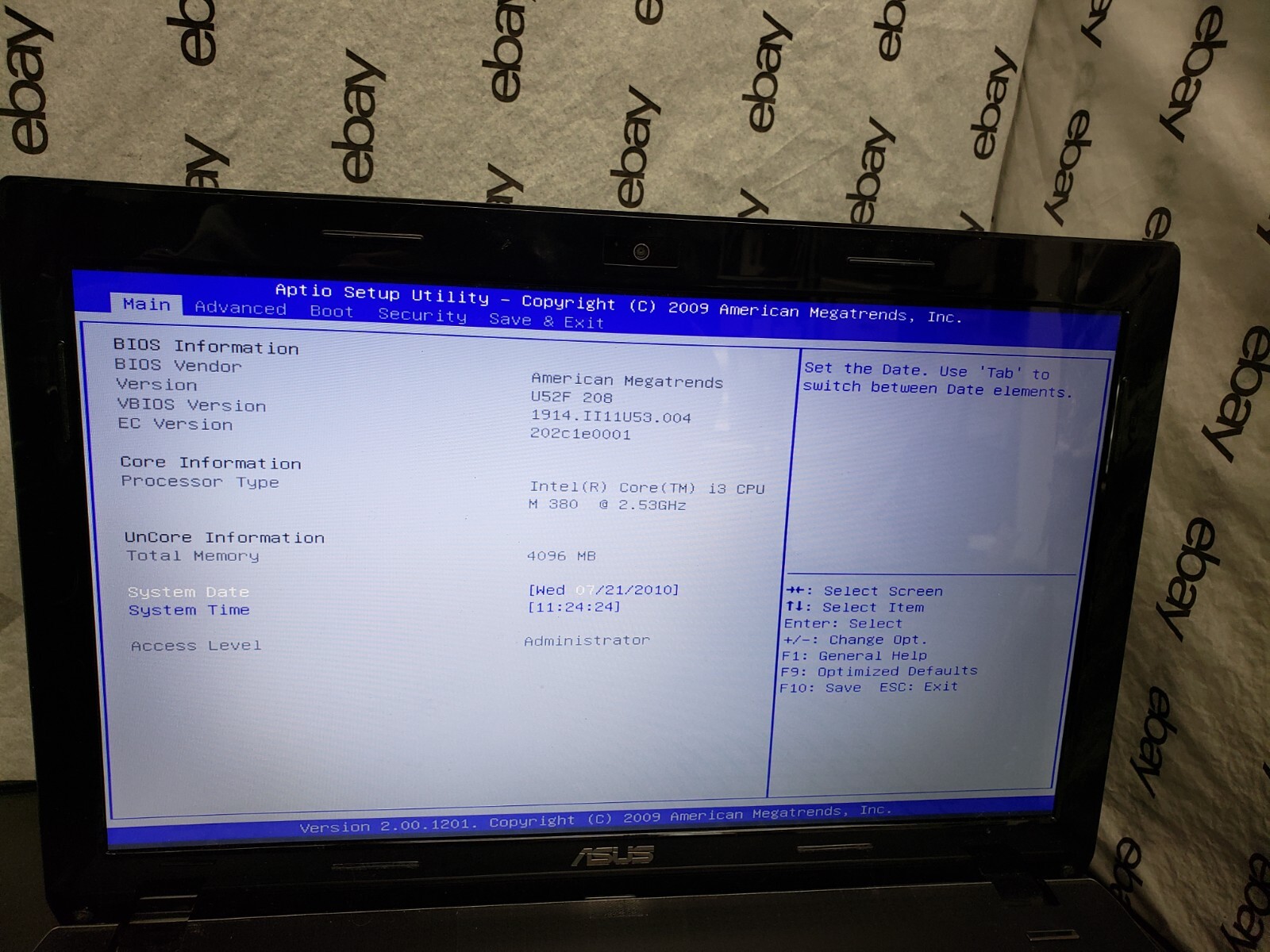 ASUS U52F 15.6″ | i3-M380@2.53GHz | 4GB RAM*NO HDD/OS/BATT/CHRGR*READ DESC*