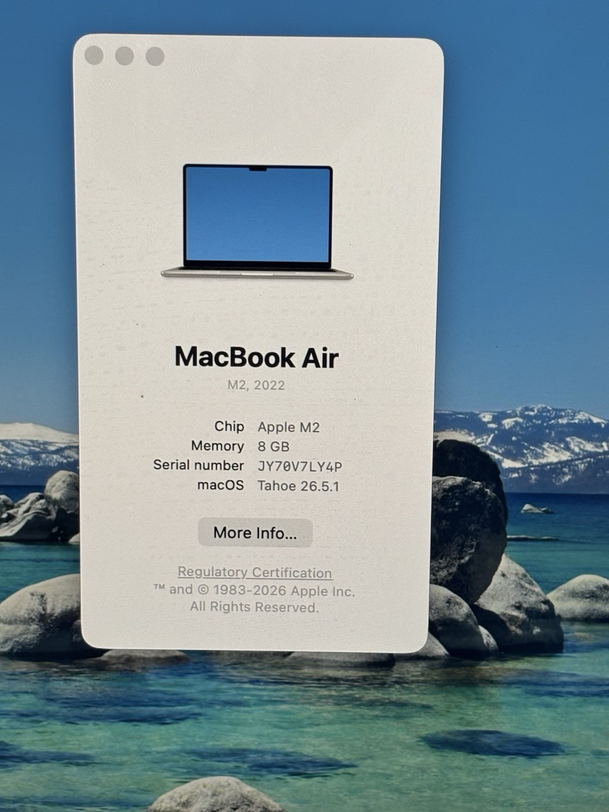 Apple MacBook Air M2 2022 Model 13.3″Gray (256GB SSD, 8GB Ram) Charger Included