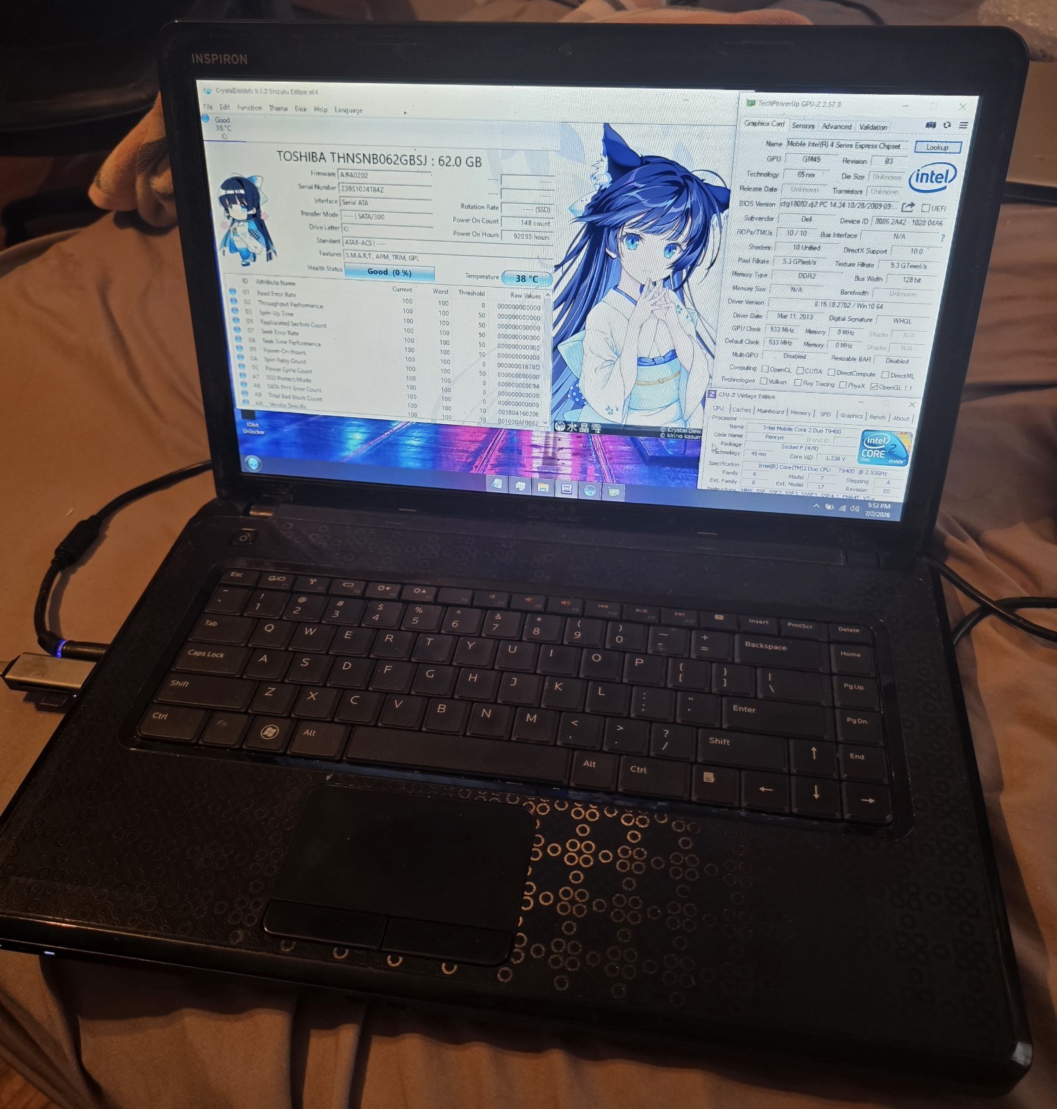 Dell Inspiron N5030 15 T9400 2.53Ghz 8GB RAM 62GB SSD Laptop