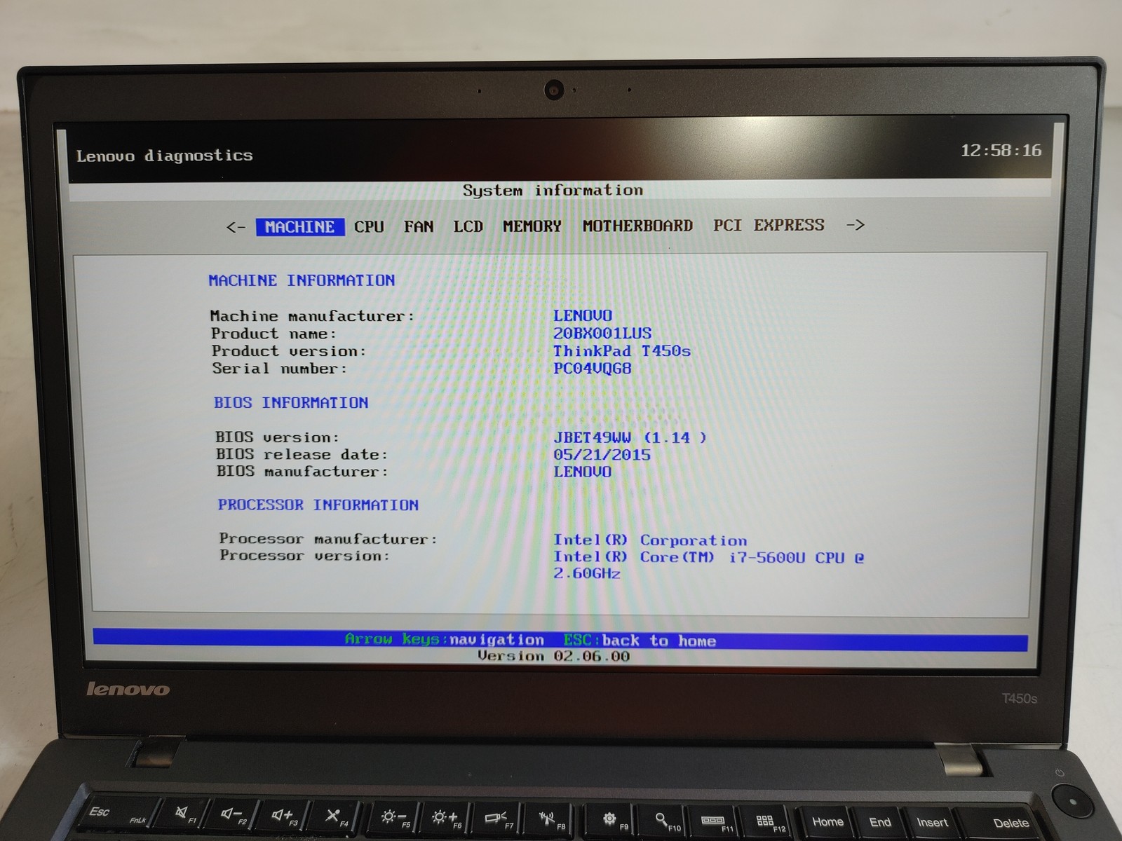 Lenovo ThinkPad T450s Core i7-5600U 2.60 GHz 8 GB DDR3 No HDD