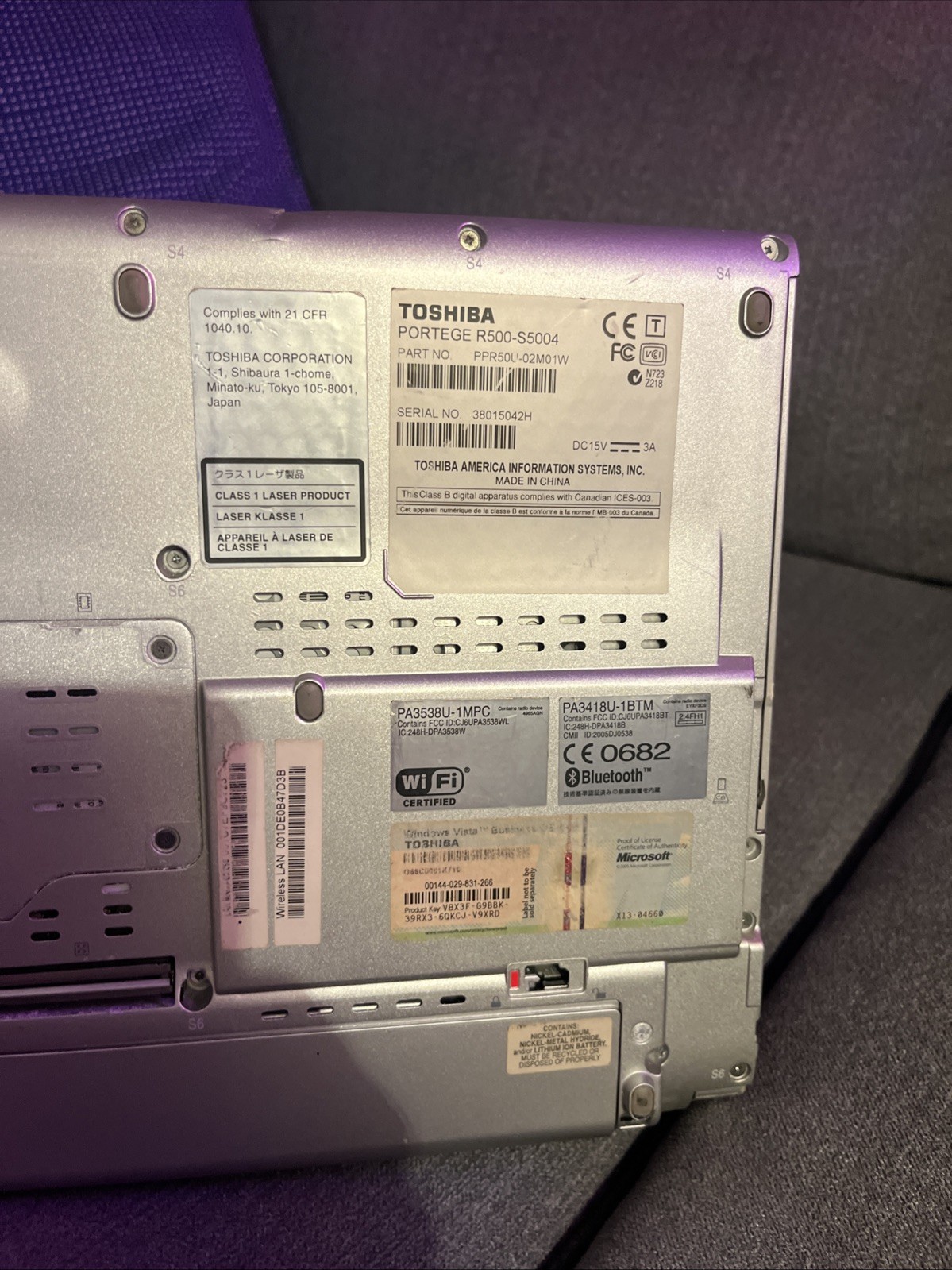 Vintage Toshiba Laptop Portege R500-S5004 Windows XP Tested Works