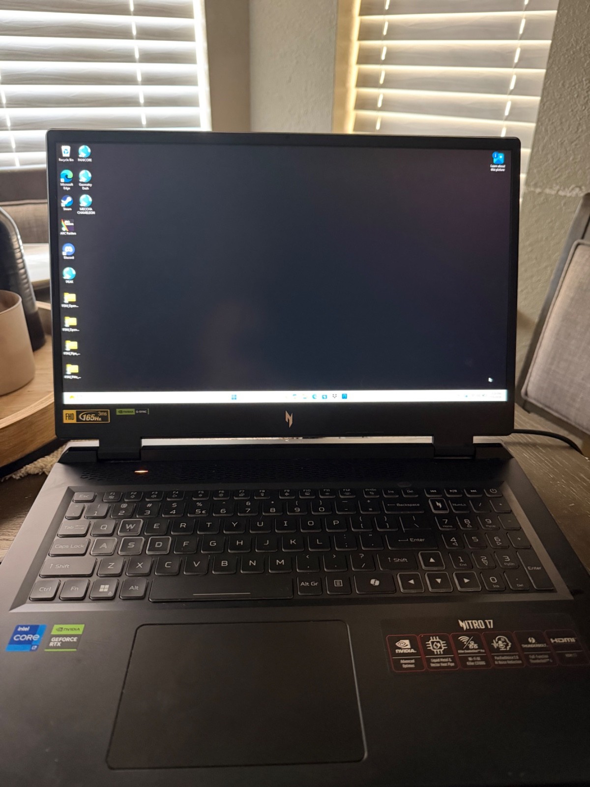 Acer Nitro 17, used but in good condition, black, comes with charger