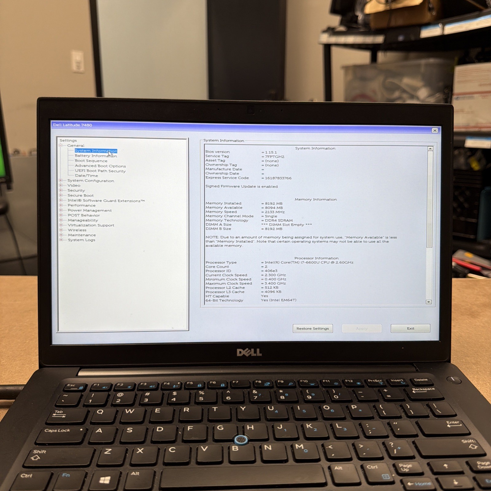 Dell Latitude 7480 Laptop – Intel Core i7-6600U @2.60GHz 8GB RAM