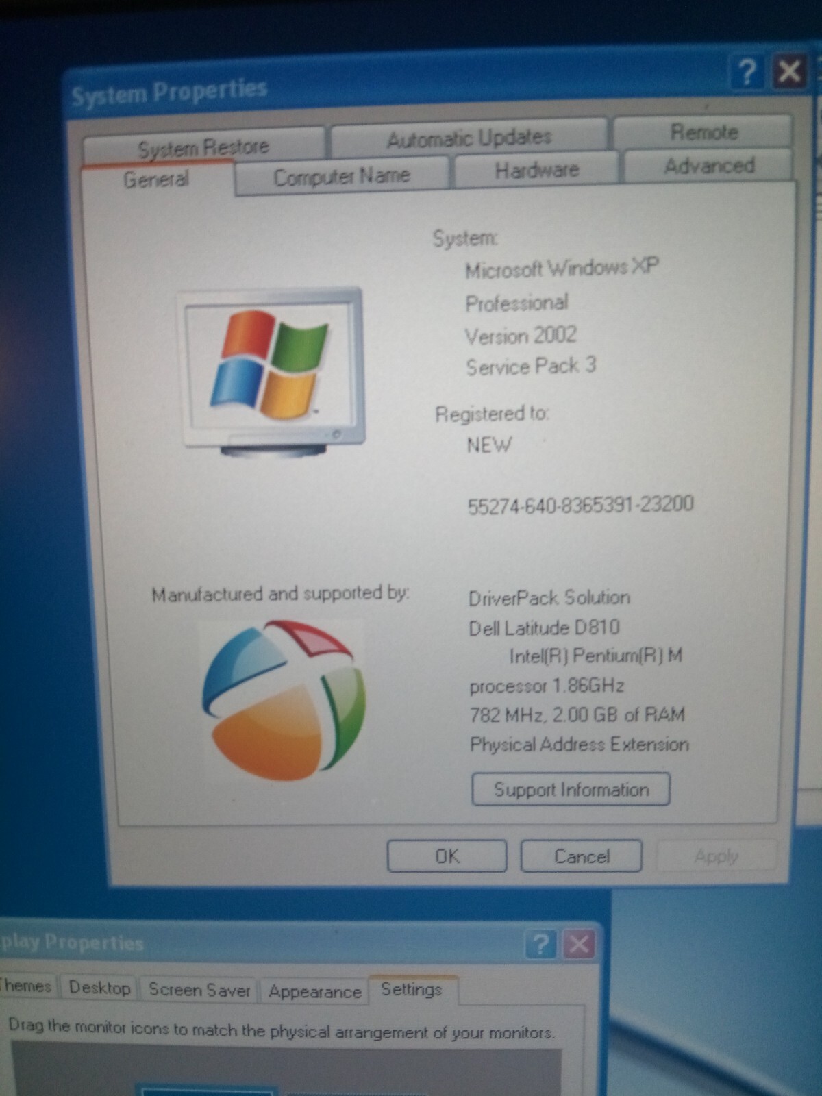 DELL LATITUDE D810 1.86GHZ 2GBRAM 60GBHDD OFFICE2007 1920X1200 ATI RADEON X600