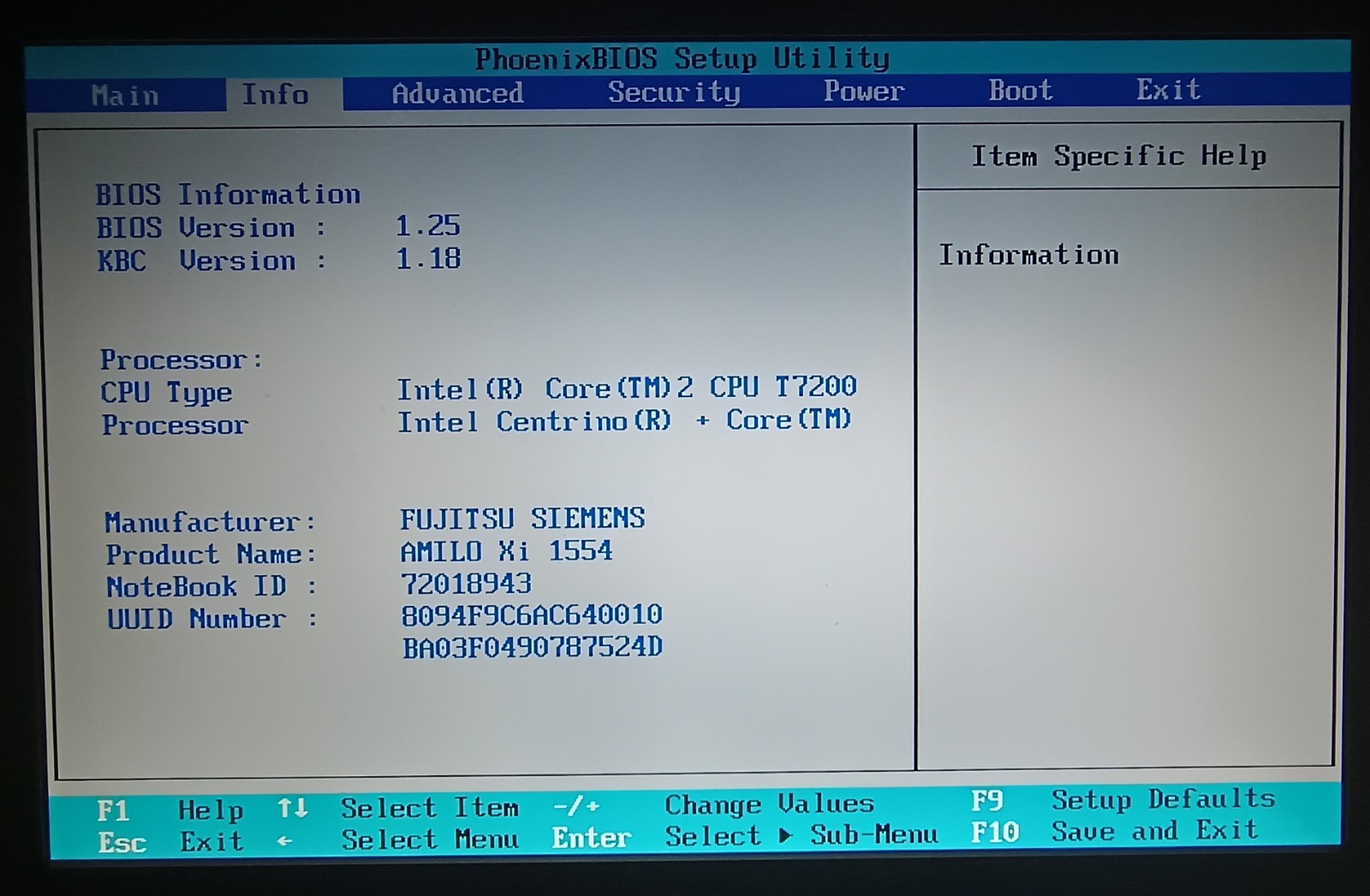 Notebook Fujitsu Siemens Amilo Xi 1554 with charging cable and ANTIX Linux