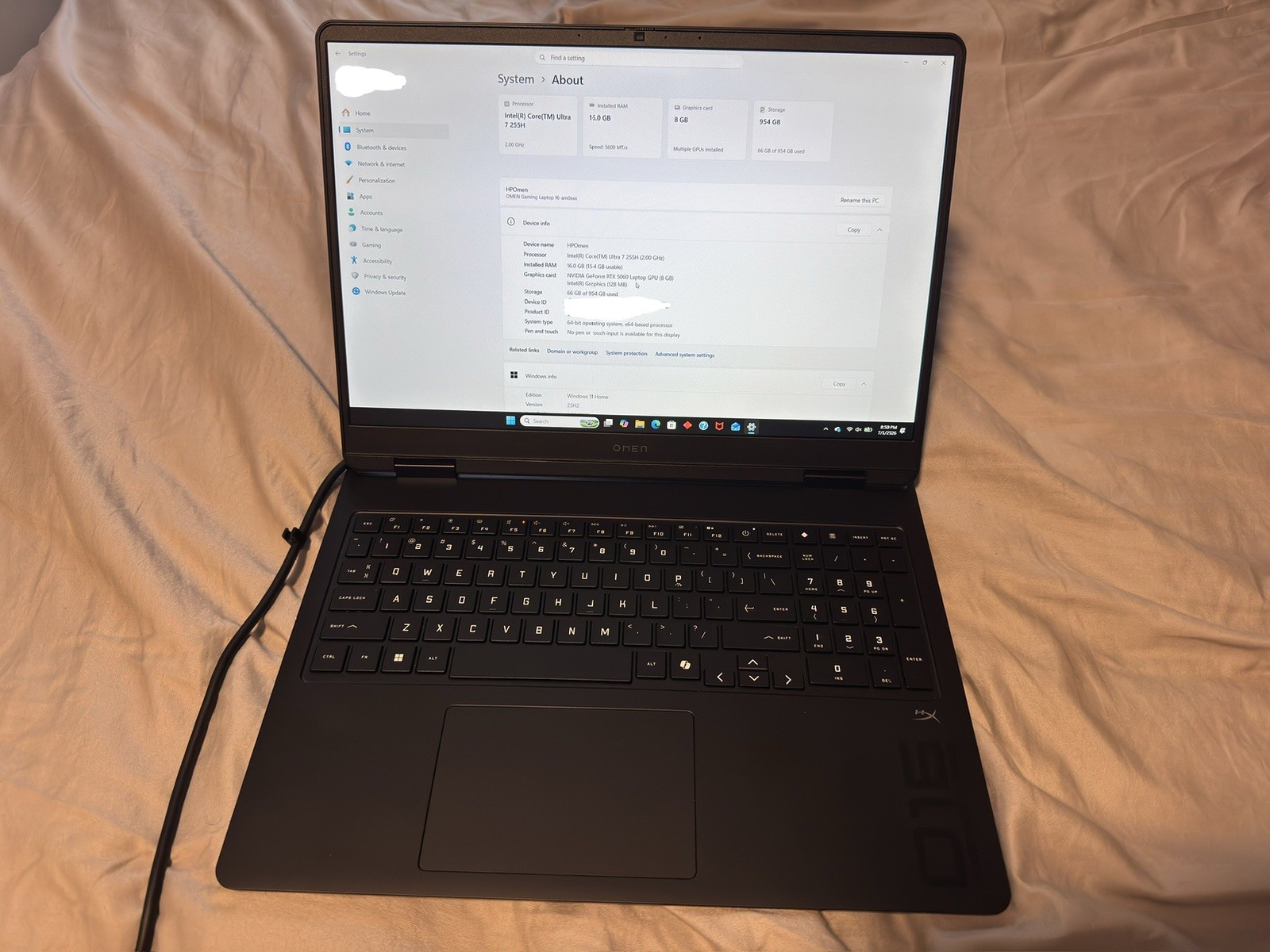 HP Omen 16 Gaming Laptop Intel Ultra 7 255H, 16GB RAM, 1TB SSD, RTX 5060 8GB
