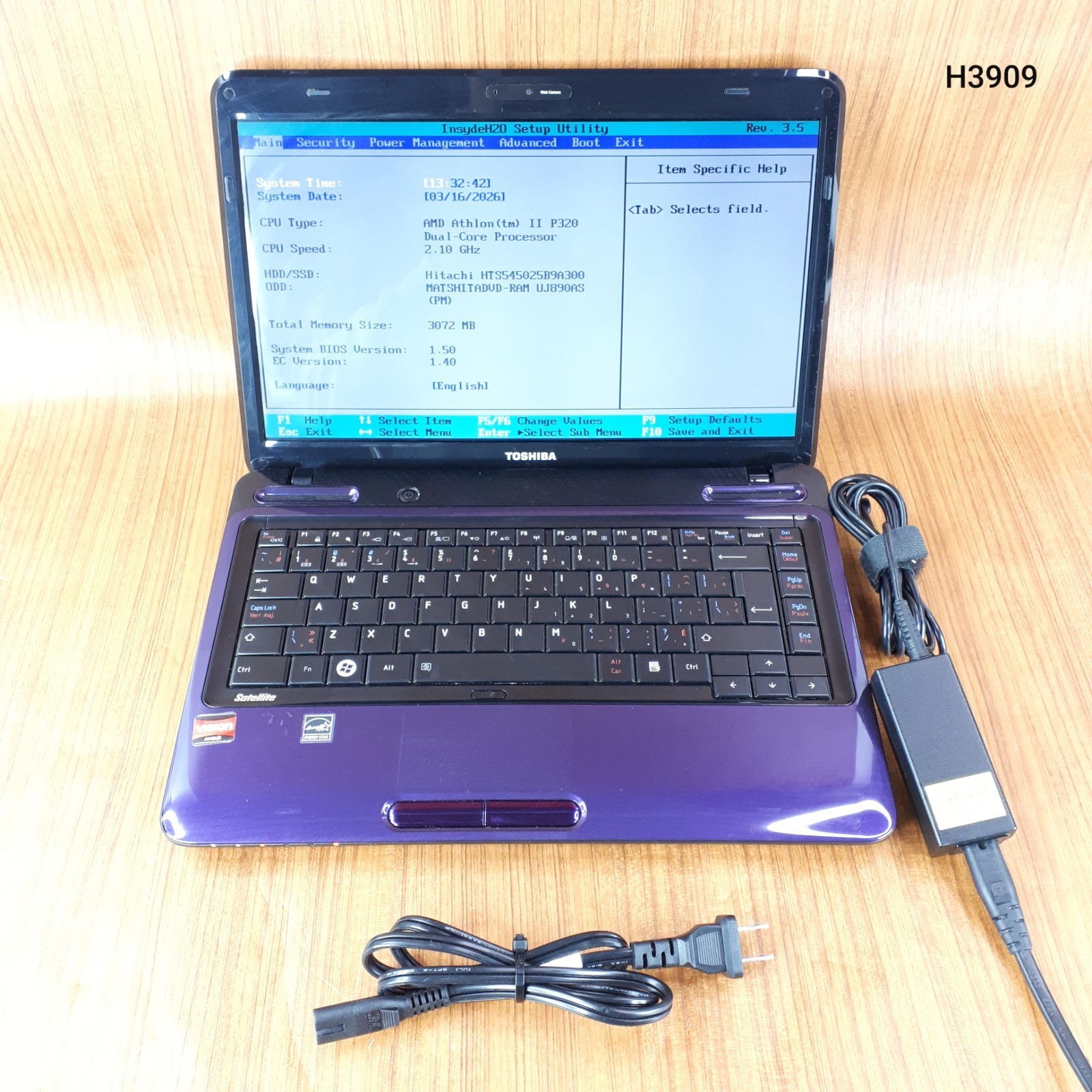 Toshiba Satellite L645D 14″ Laptop AMD Athlon II P320 3GB 250GB AS IS Part H3909